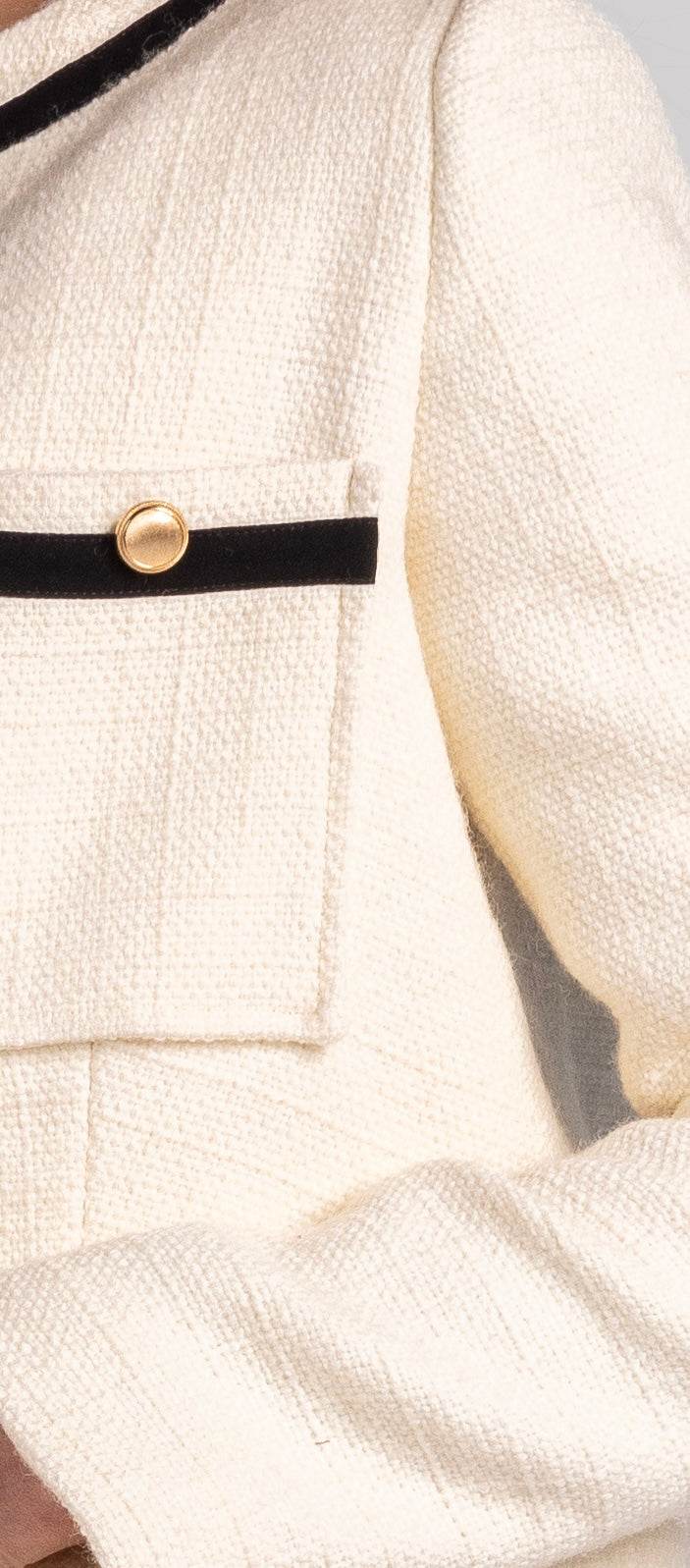 Tweed Essence Tailored in Ivory-black Jacket - MOONMAINS EGY