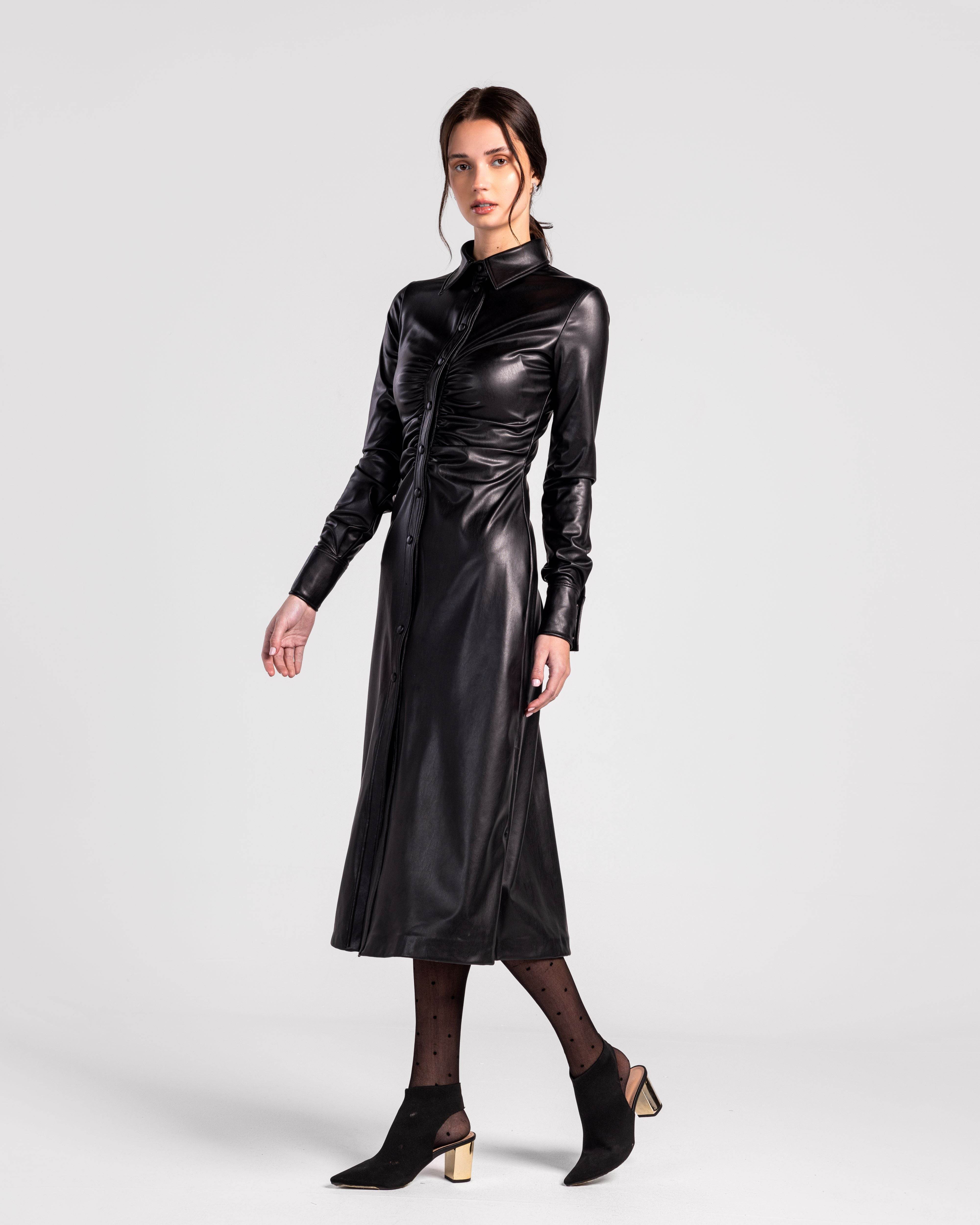 Mystique Leatherette Midi Dress - MOONMAINS EGY