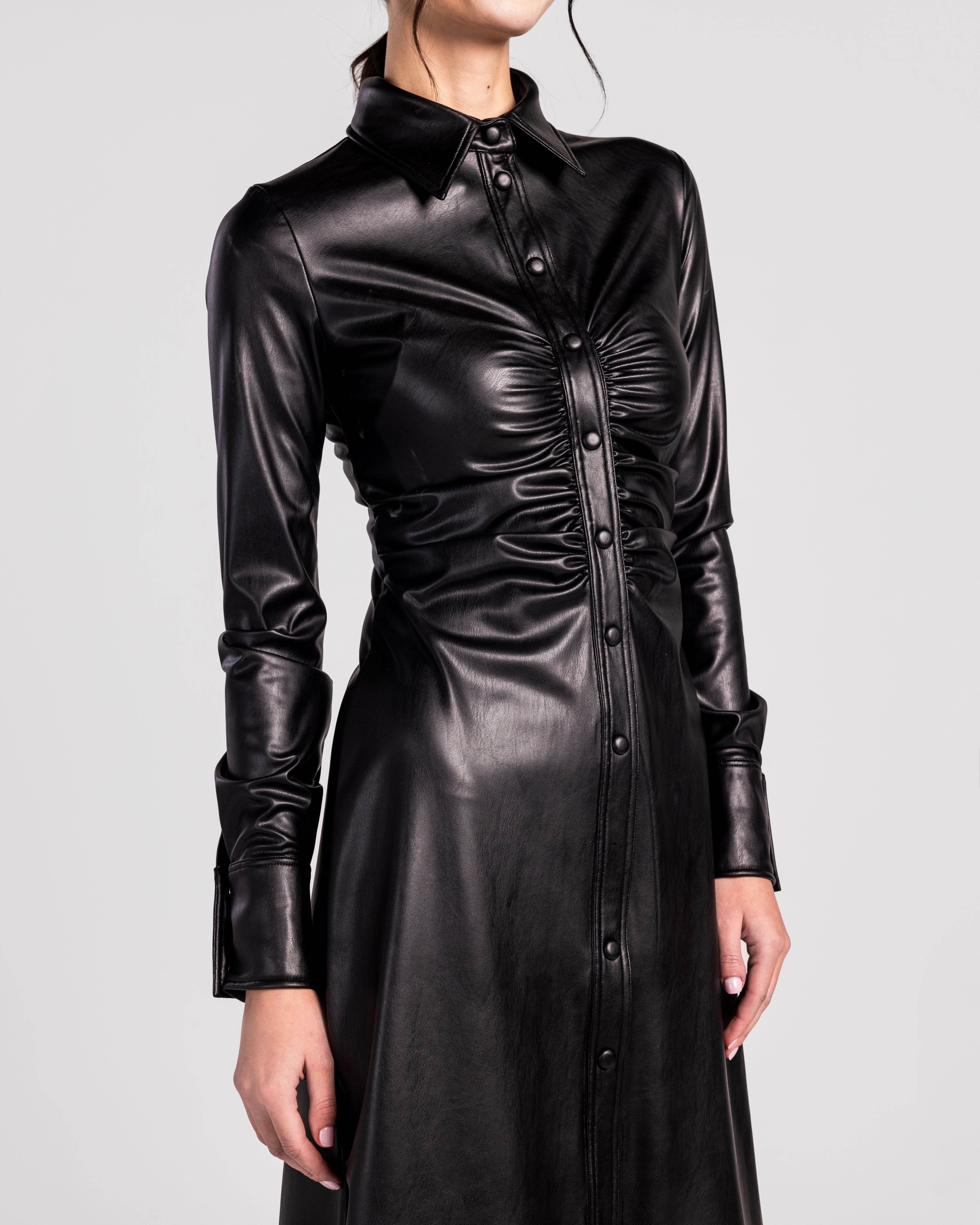 Mystique Leatherette Midi Dress - MOONMAINS EGY