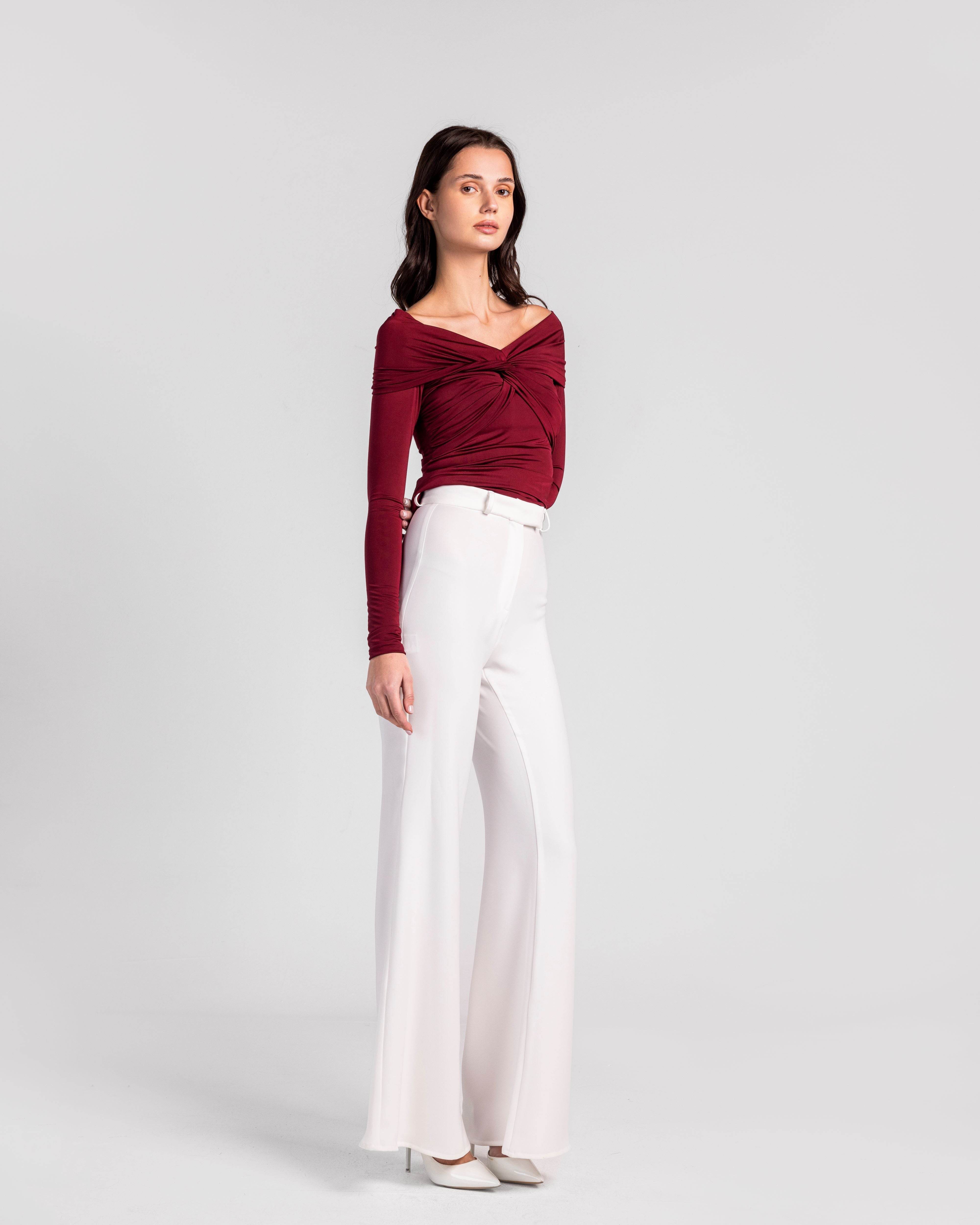 Asymmetrical Elegance Ruched Blouse - MOONMAINS EGY
