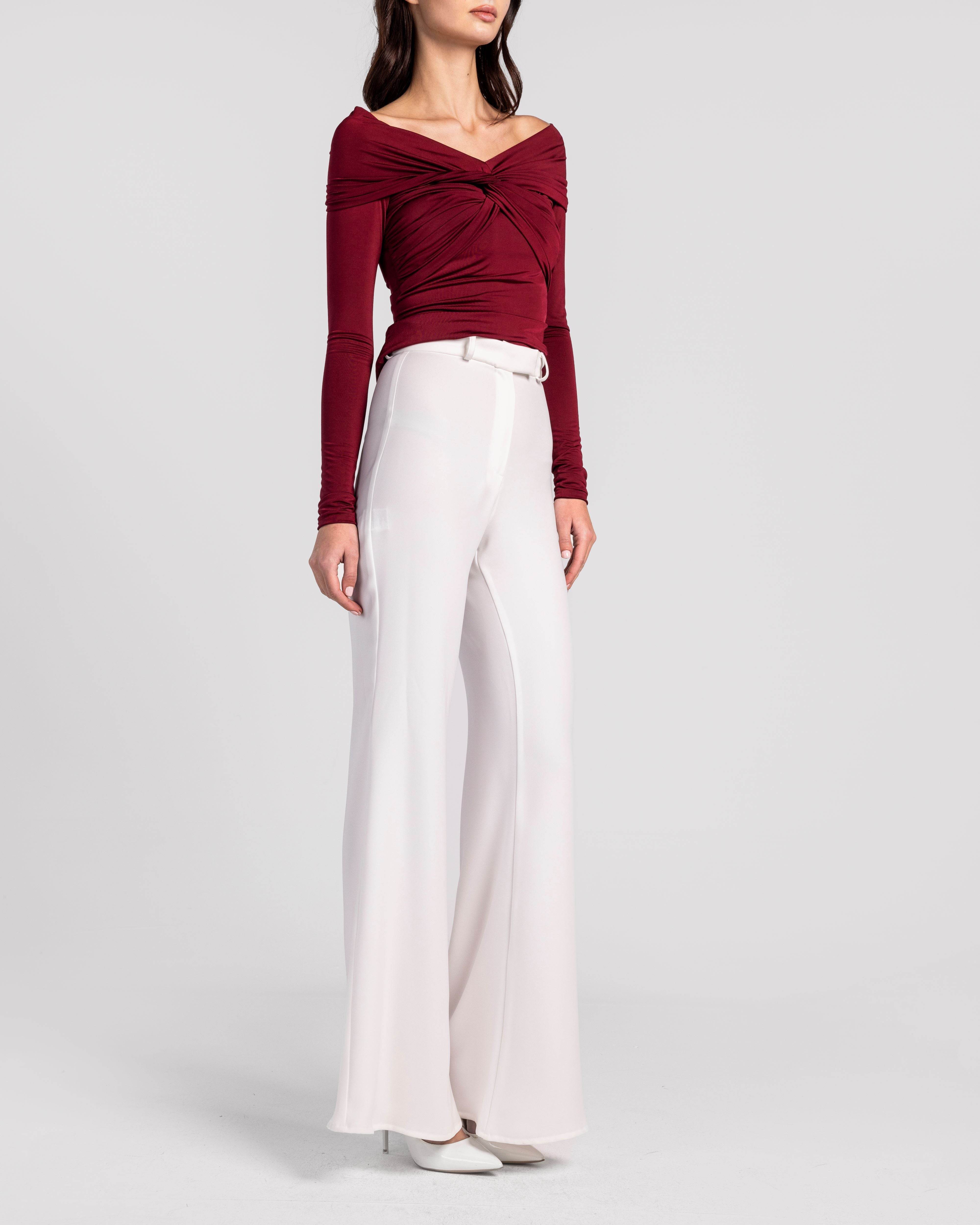 Asymmetrical Elegance Ruched Blouse - MOONMAINS EGY