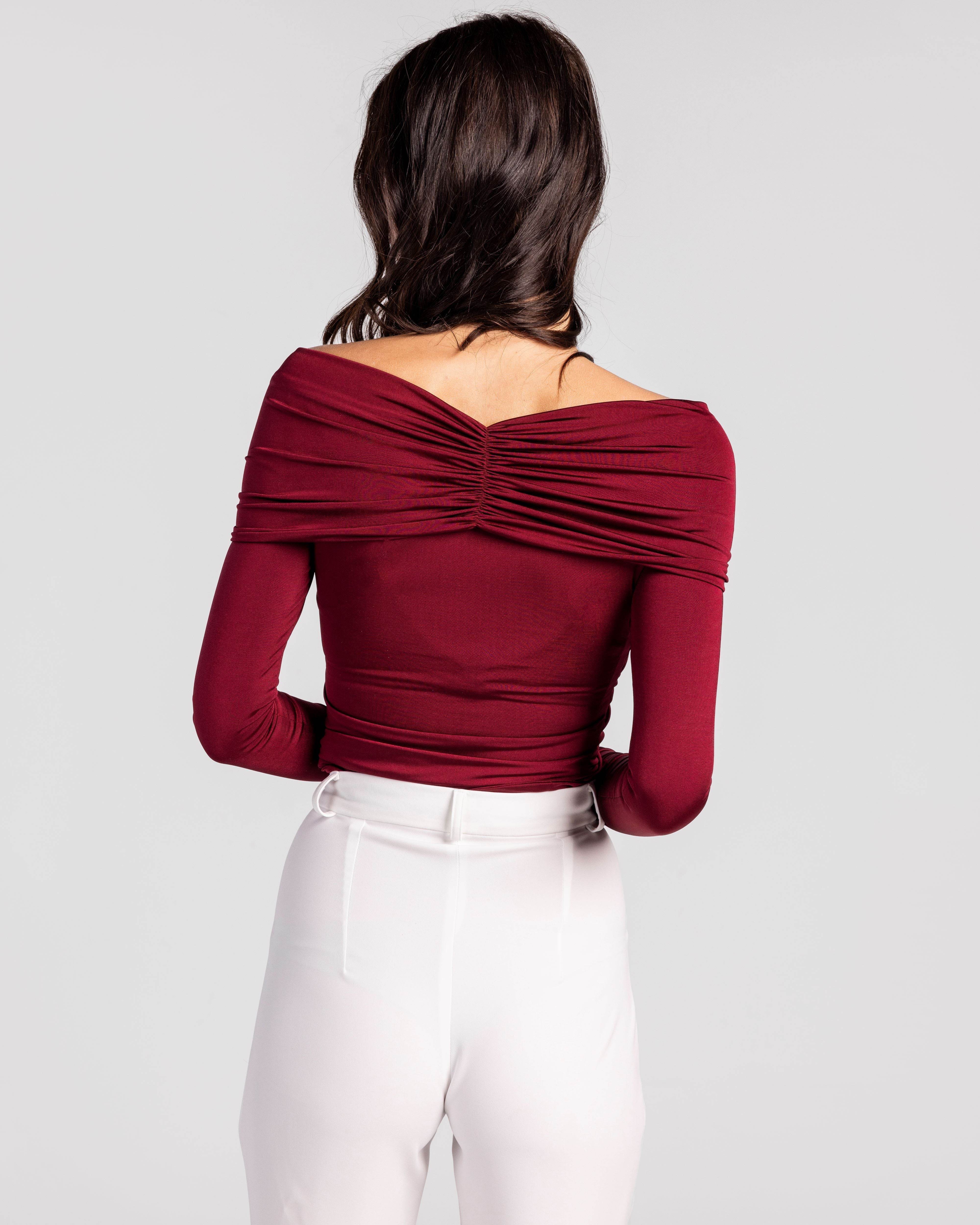 Asymmetrical Elegance Ruched Blouse - MOONMAINS EGY