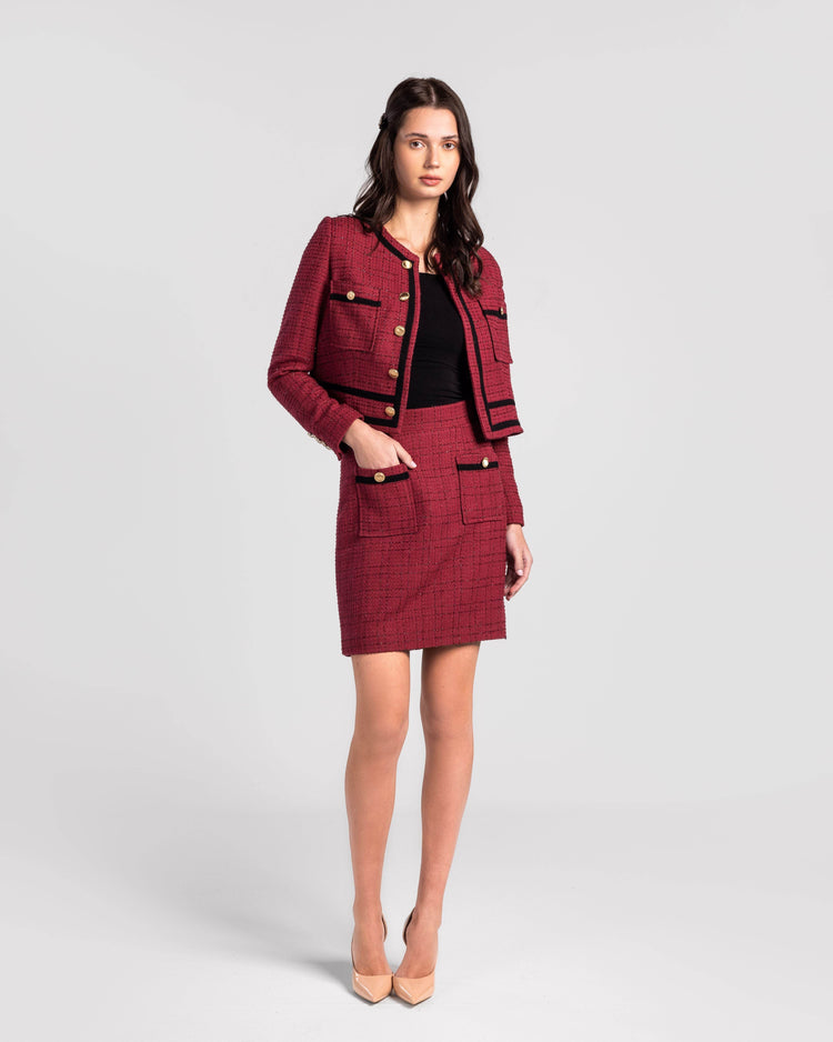 Tweed Essence Tailored in Ivory-black Skirt - MOONMAINS EGY