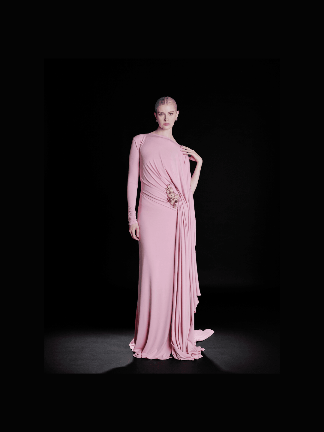 alessandra pink dress Alessandra Ambrosio Hot Pink Strapless Formal Dress 2020 Vanity Fair Oscar Party