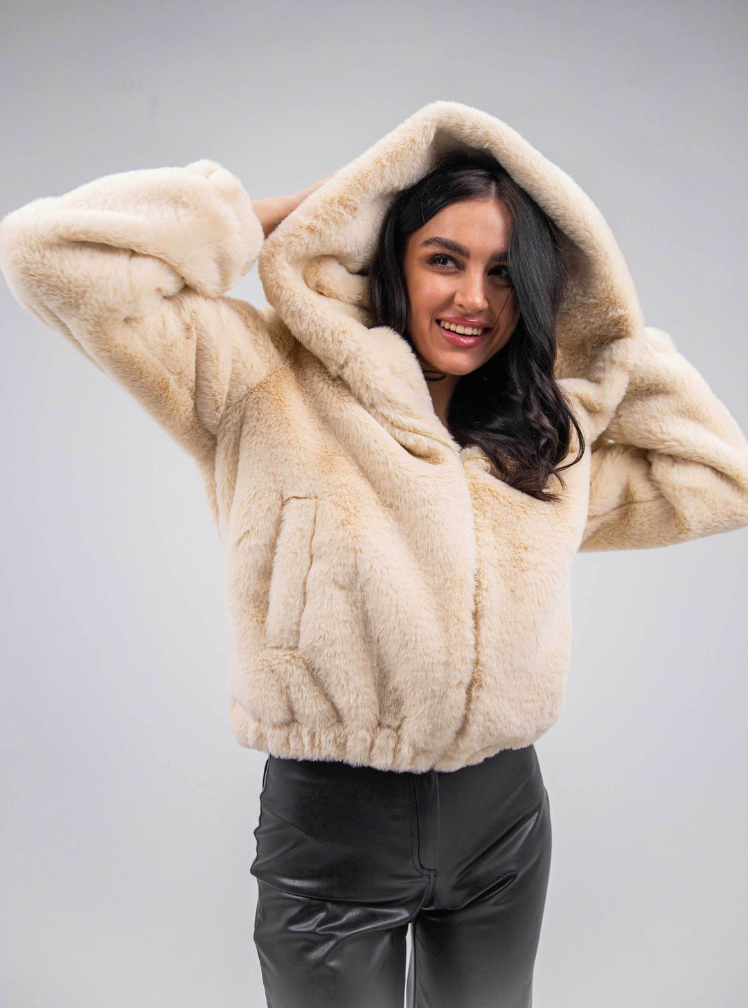 FAUX FUR HOODED JACKET - MOONMAINS EGY