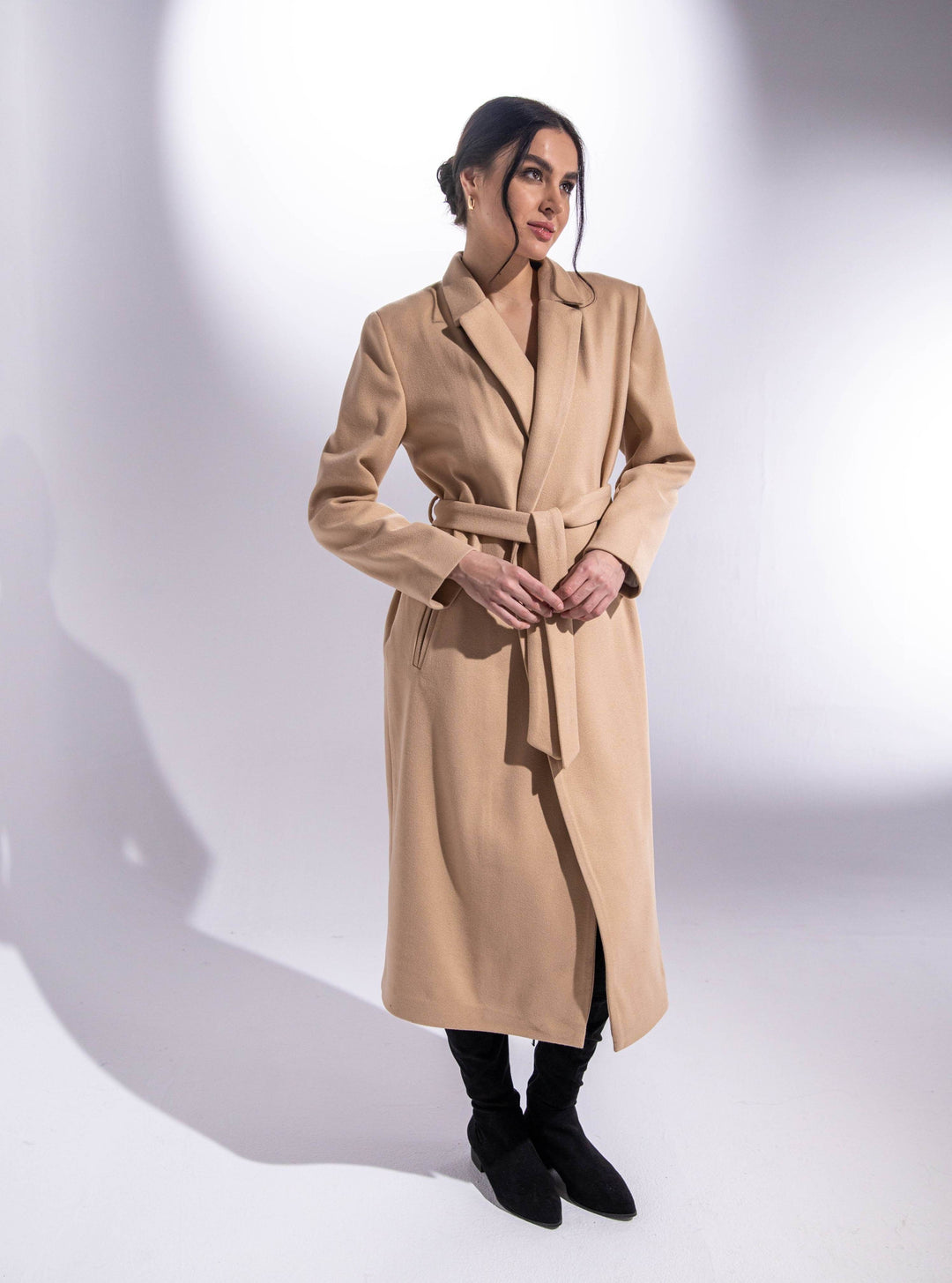 OVERSIZED LONG COAT WITH BELT - MOONMAINS EGY