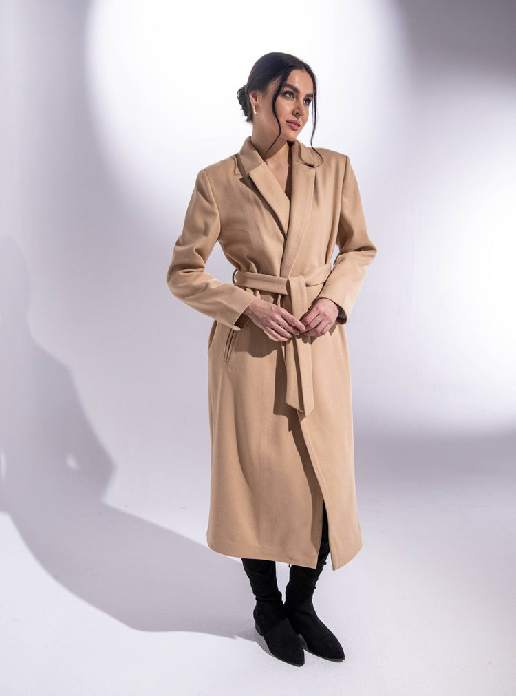 OVERSIZED LONG COAT WITH BELT - MOONMAINS EGY