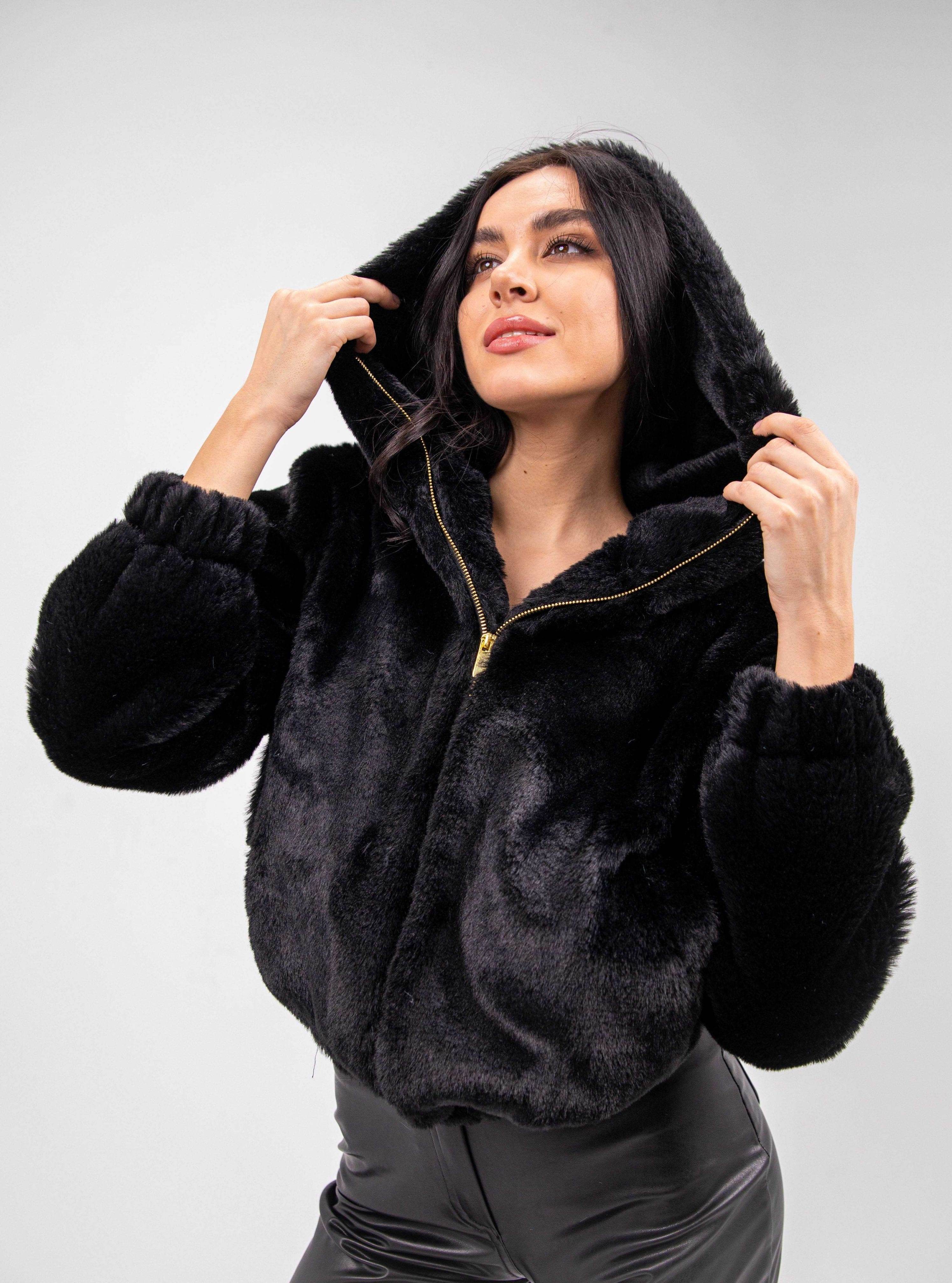 FAUX FUR HOODED JACKET - MOONMAINS EGY