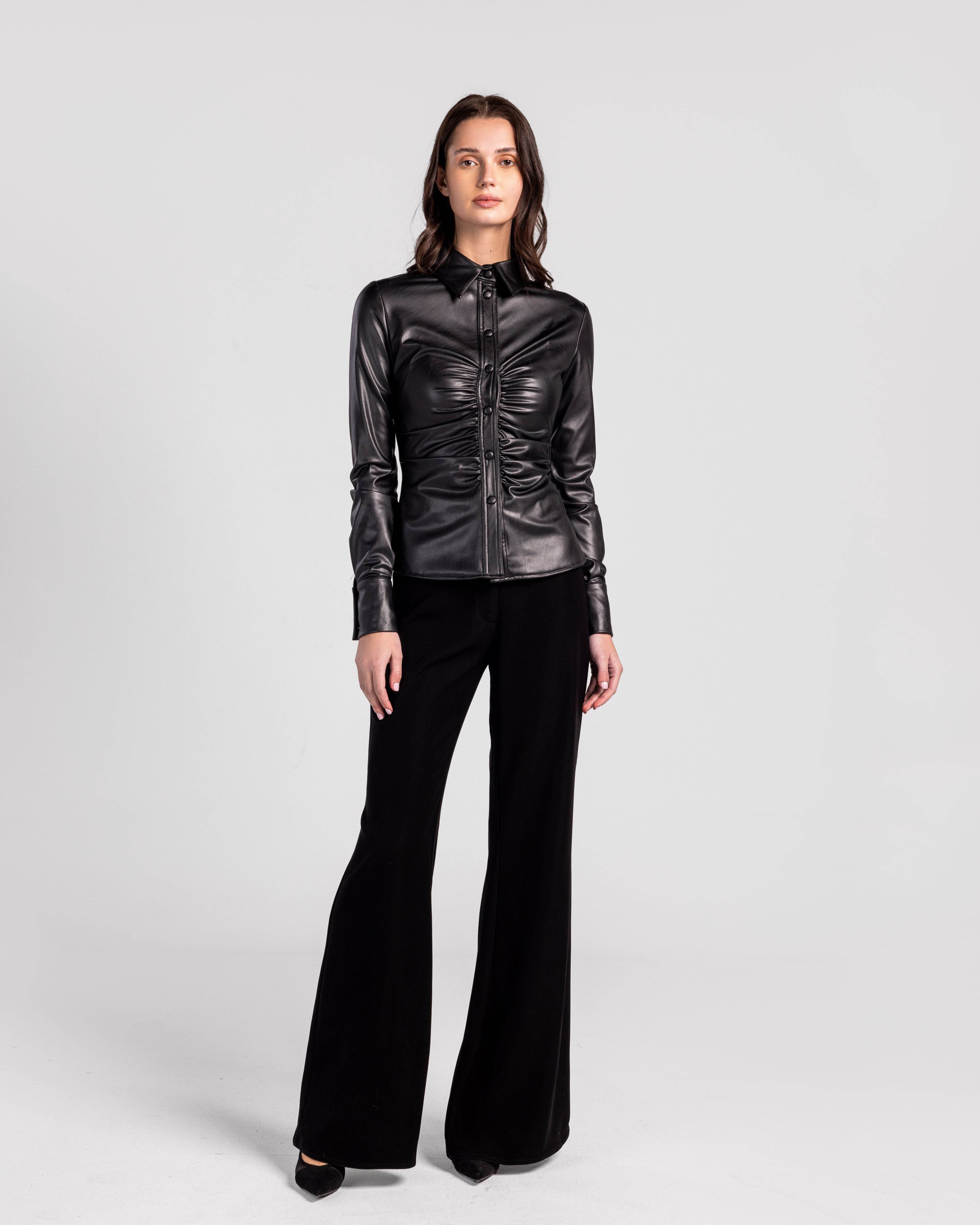 Sleek Silhouette Leatherette Top - MOONMAINS EGY