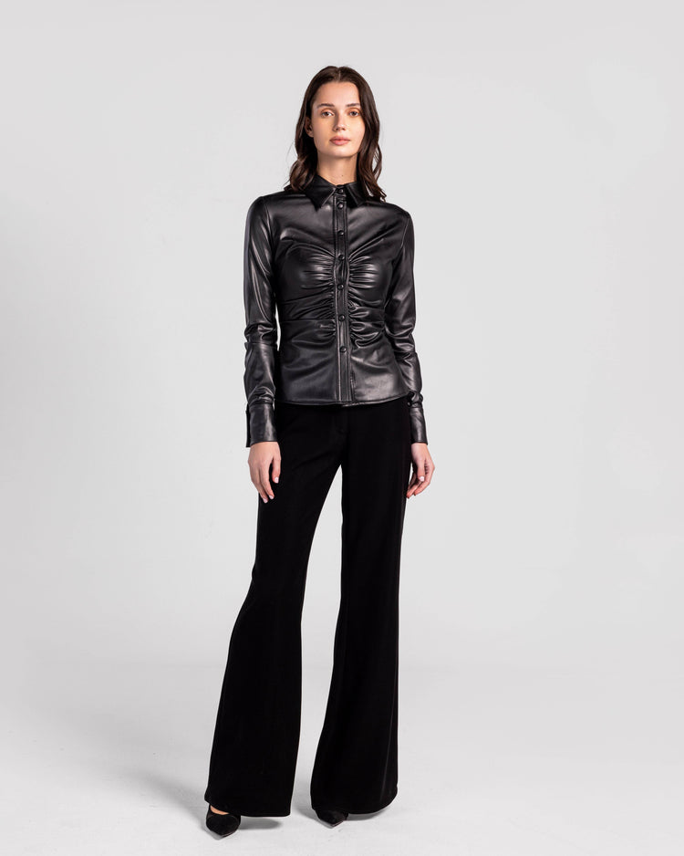 Sleek Silhouette Leatherette Top - MOONMAINS EGY