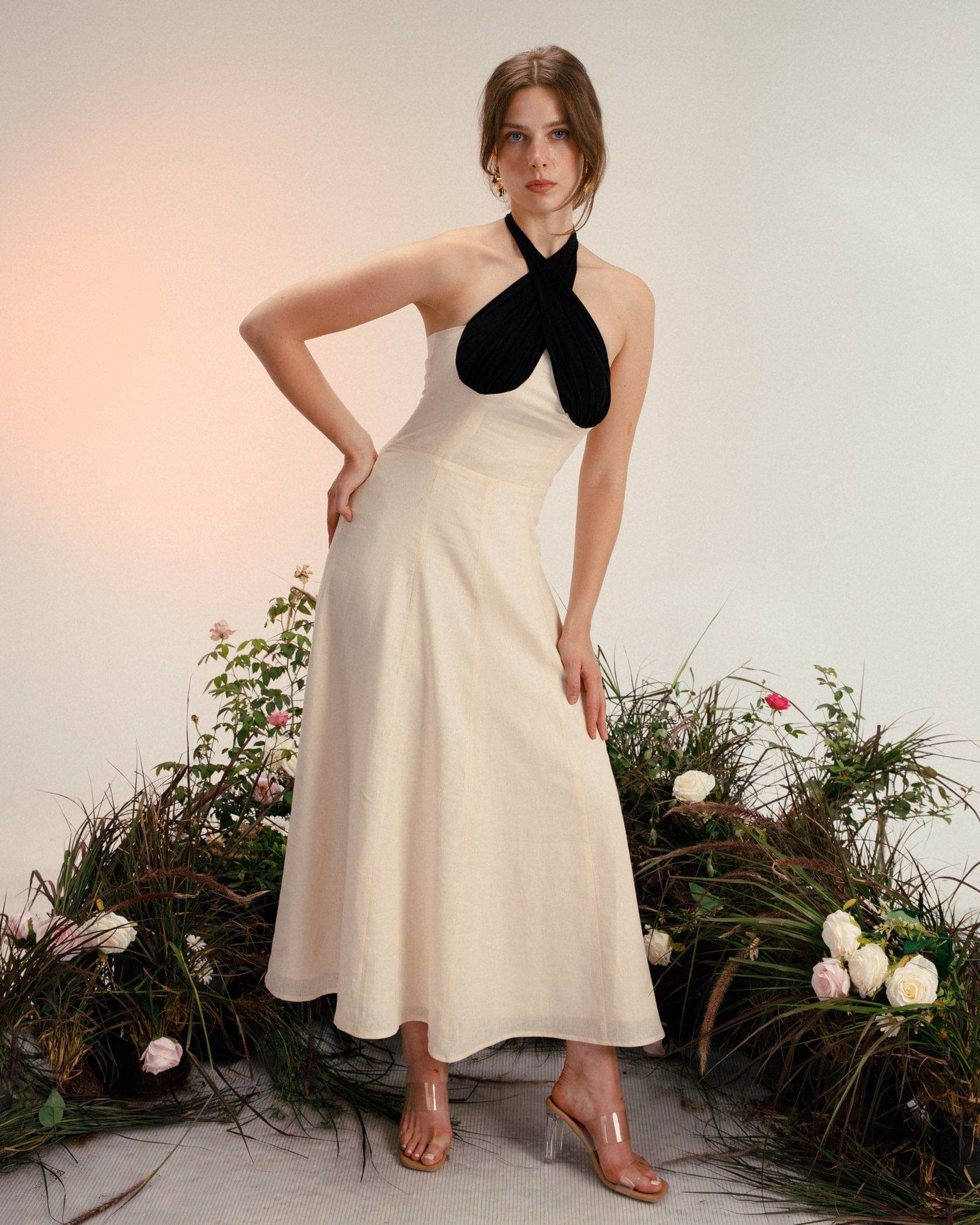 halter Linen dress - MOONMAINS EGY