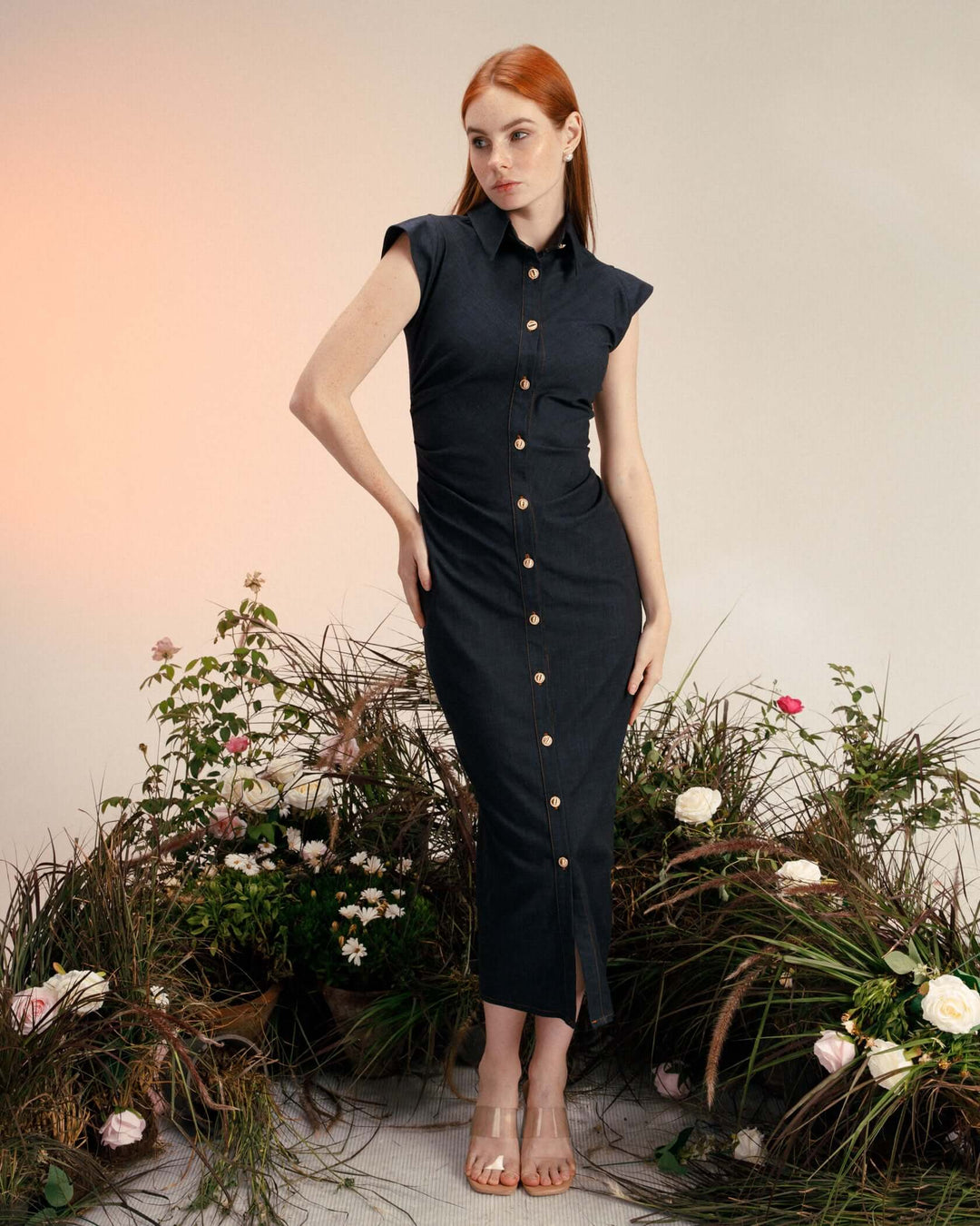 Denim Midi Sleeveless Dress
