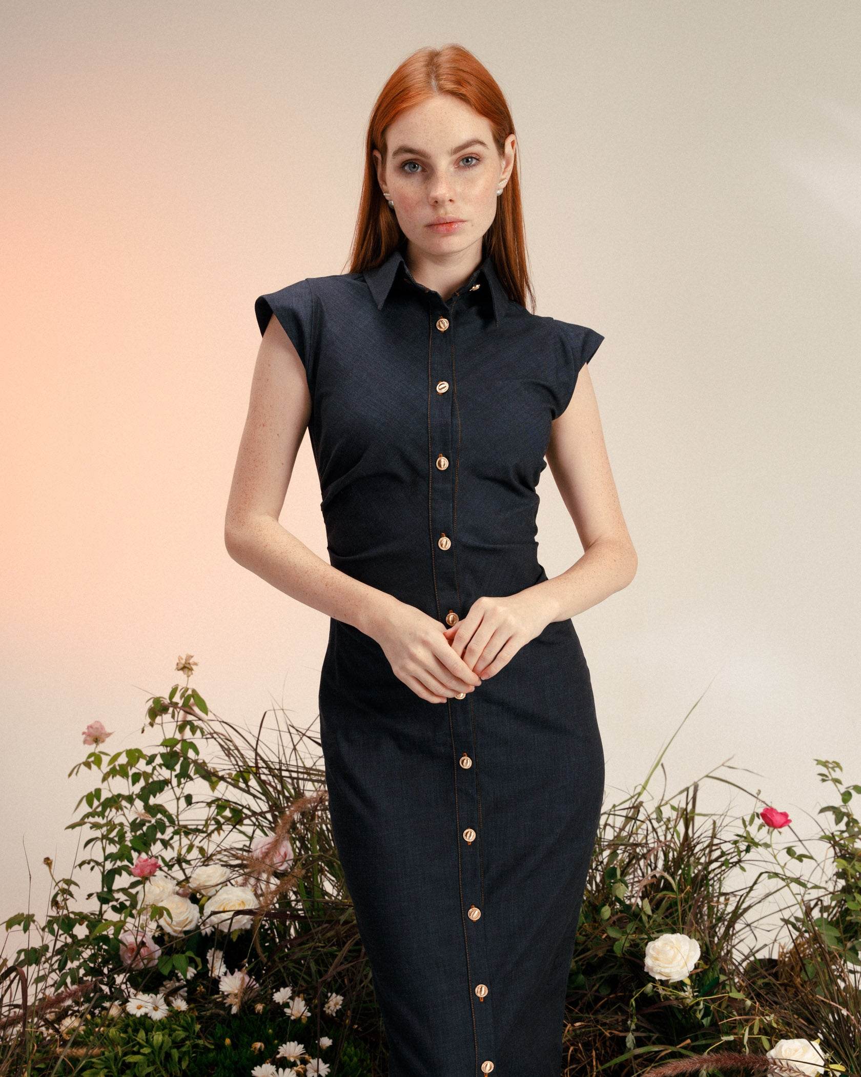 Denim Midi sleeveless Dress - MOONMAINS EGY