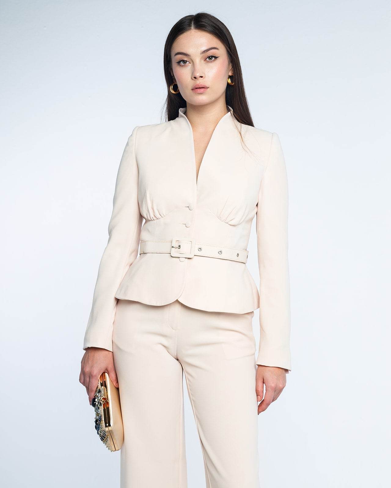 CAMELA BELTED MINI BLAZER - MOONMAINS EGY