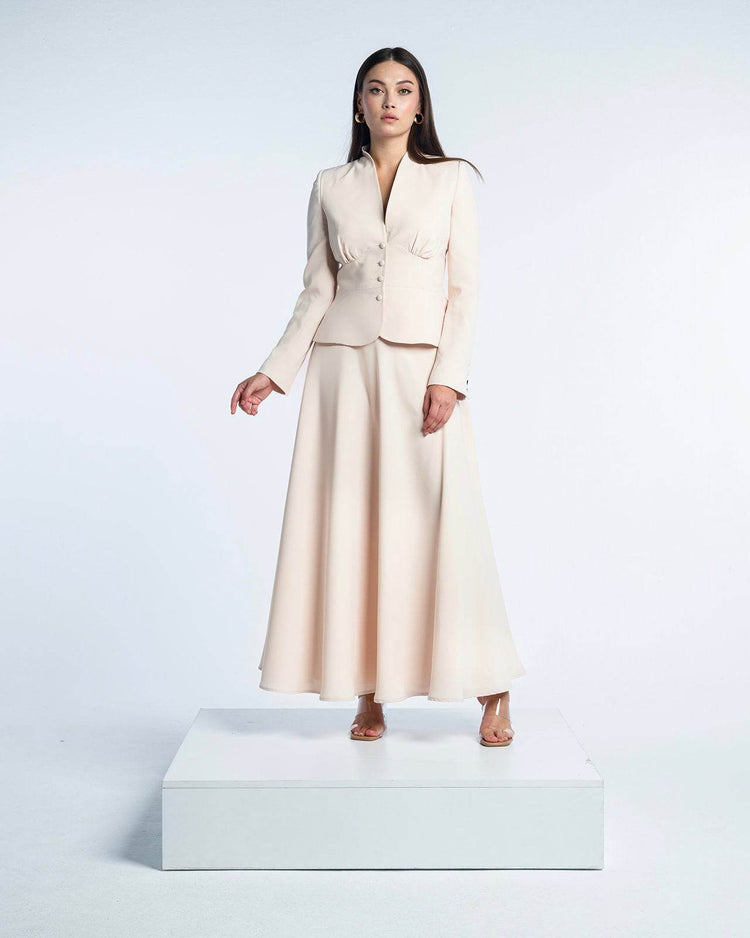 HIGH RISE CREPE MIDI SKIRT - MOONMAINS EGY