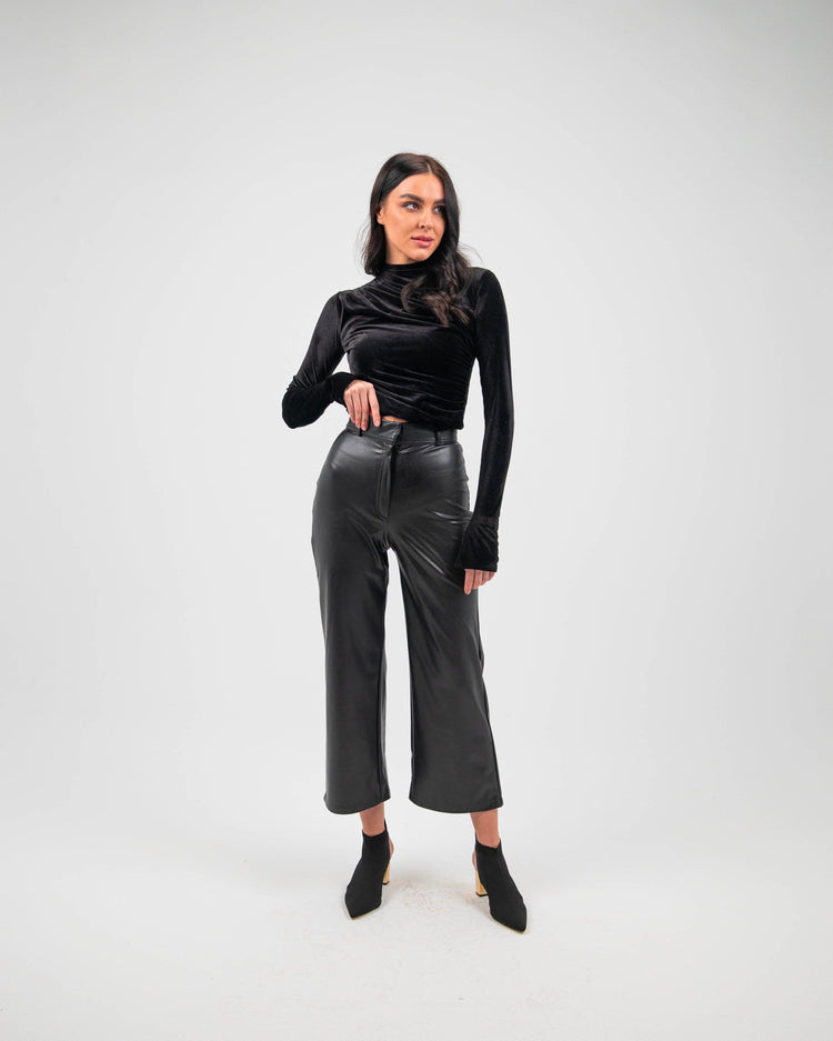 STRAIGHT-LEG FAUX LEATHER PANTS - MOONMAINS EGY