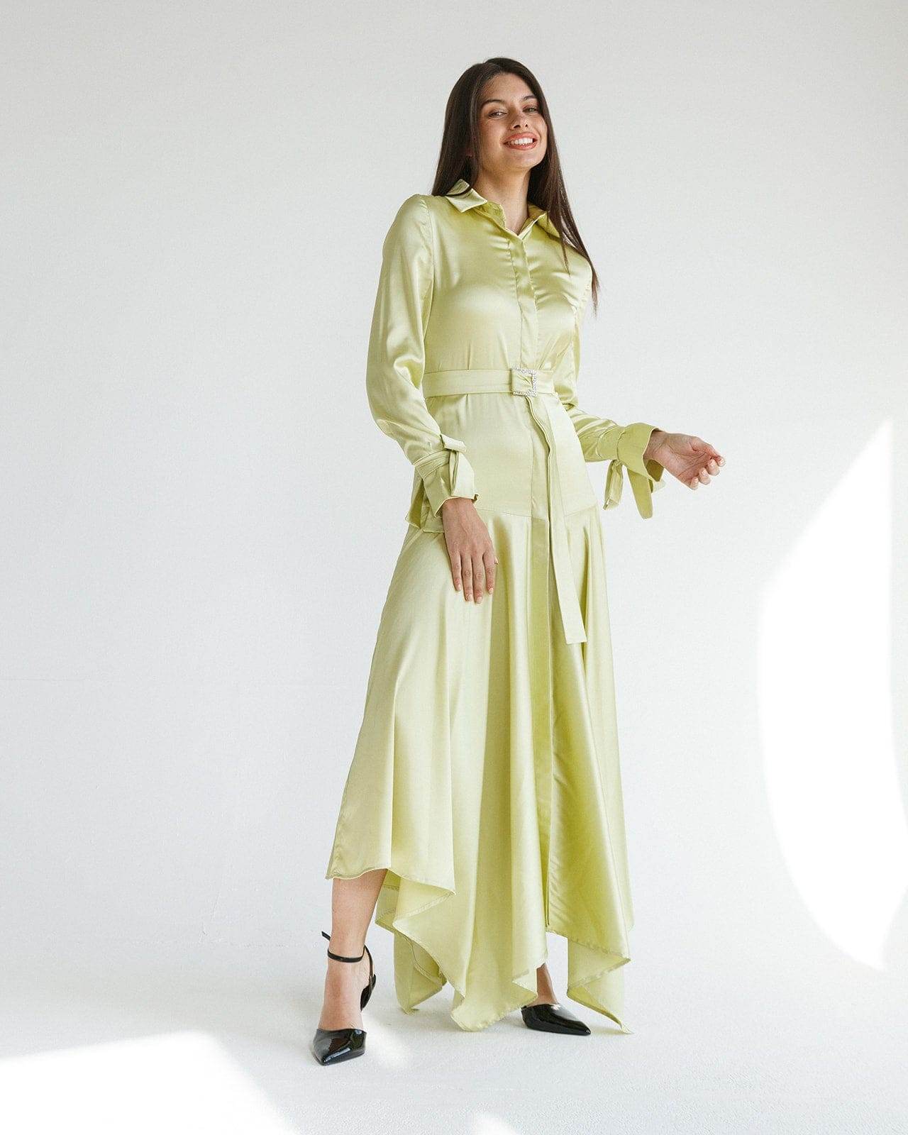TIE-DETAIL SATIN MAXI DRESS - MOONMAINS EGY