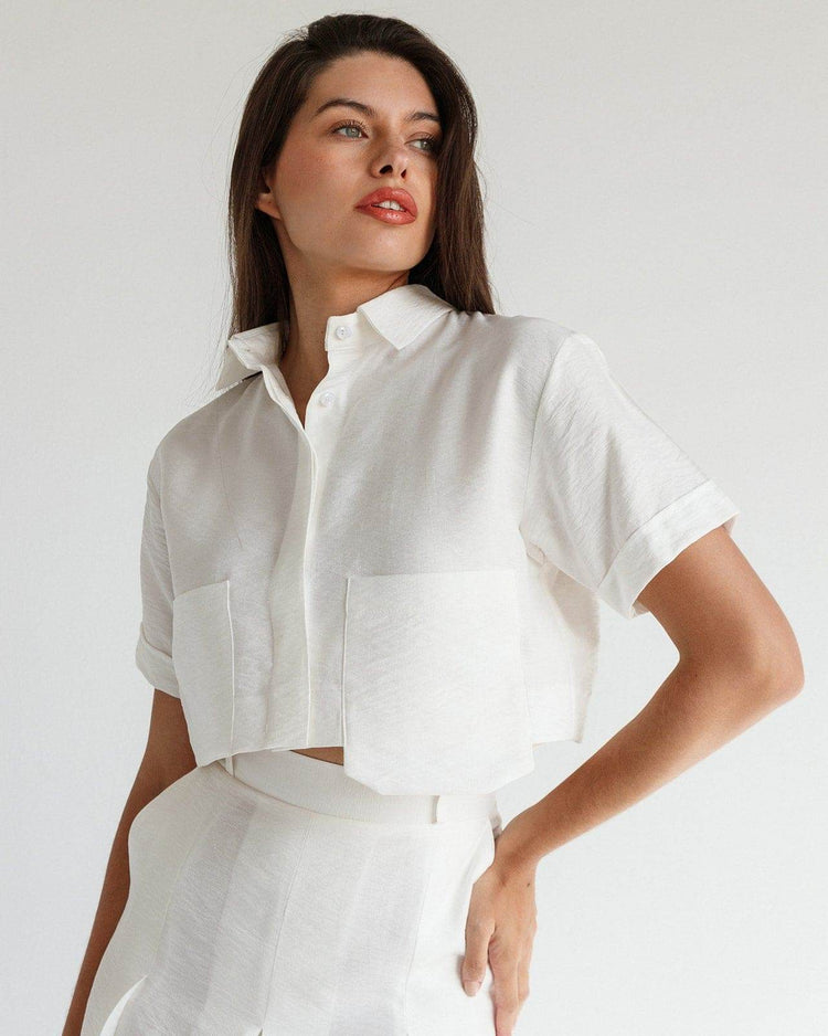 CROPPED LINEN SHIRT - MOONMAINS EGY