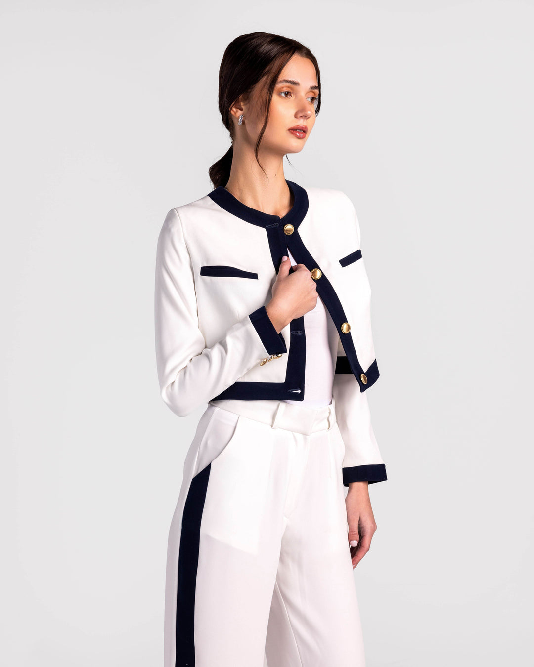 Contemporary Trim Casual Suit Set - MOONMAINS EGY