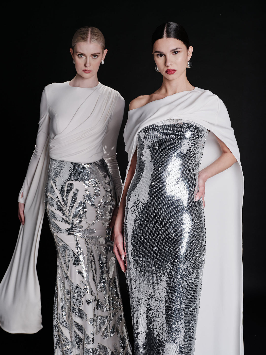 Swan Silver Sequin Gown