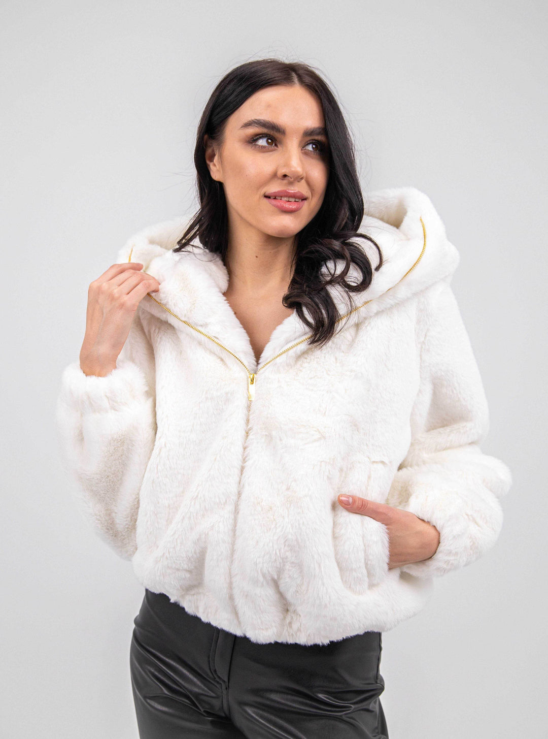 FAUX FUR HOODED JACKET - MOONMAINS EGY