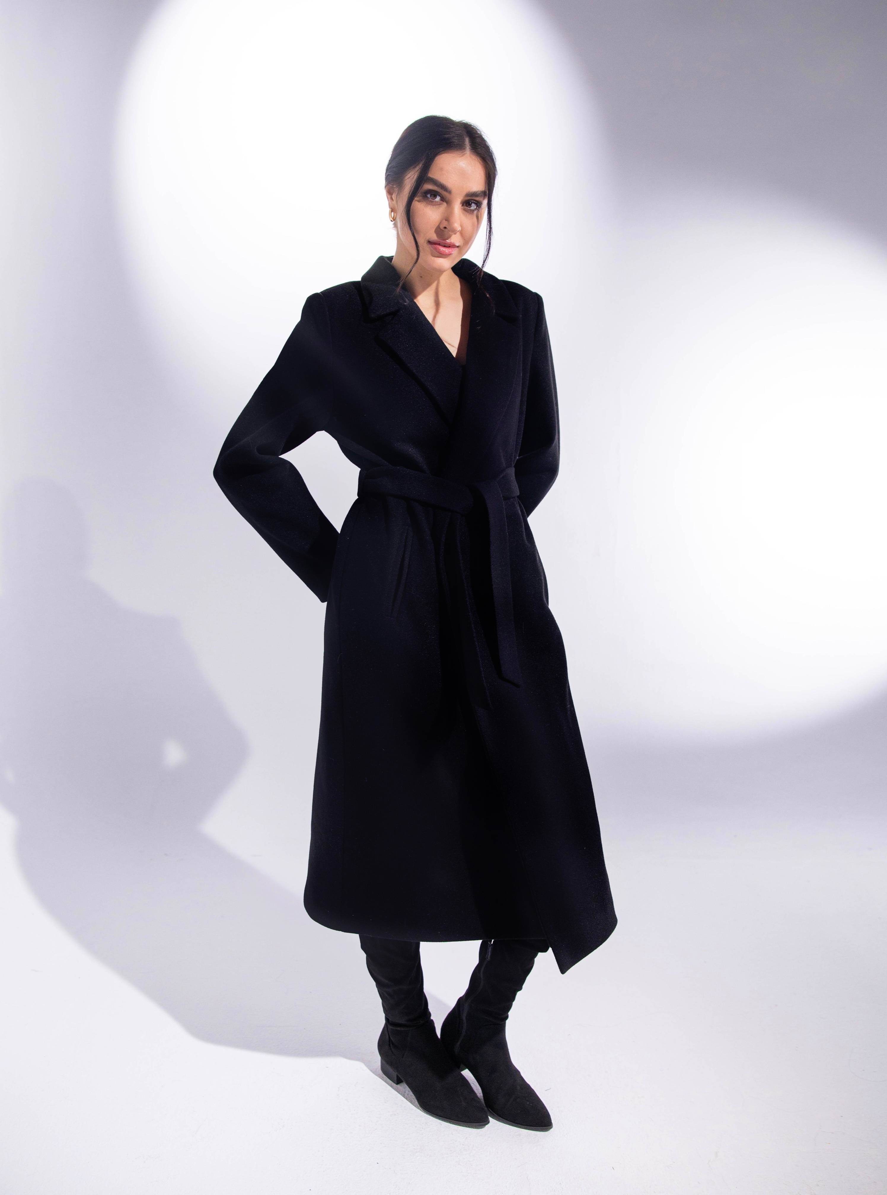 OVERSIZED LONG COAT WITH BELT - MOONMAINS EGY