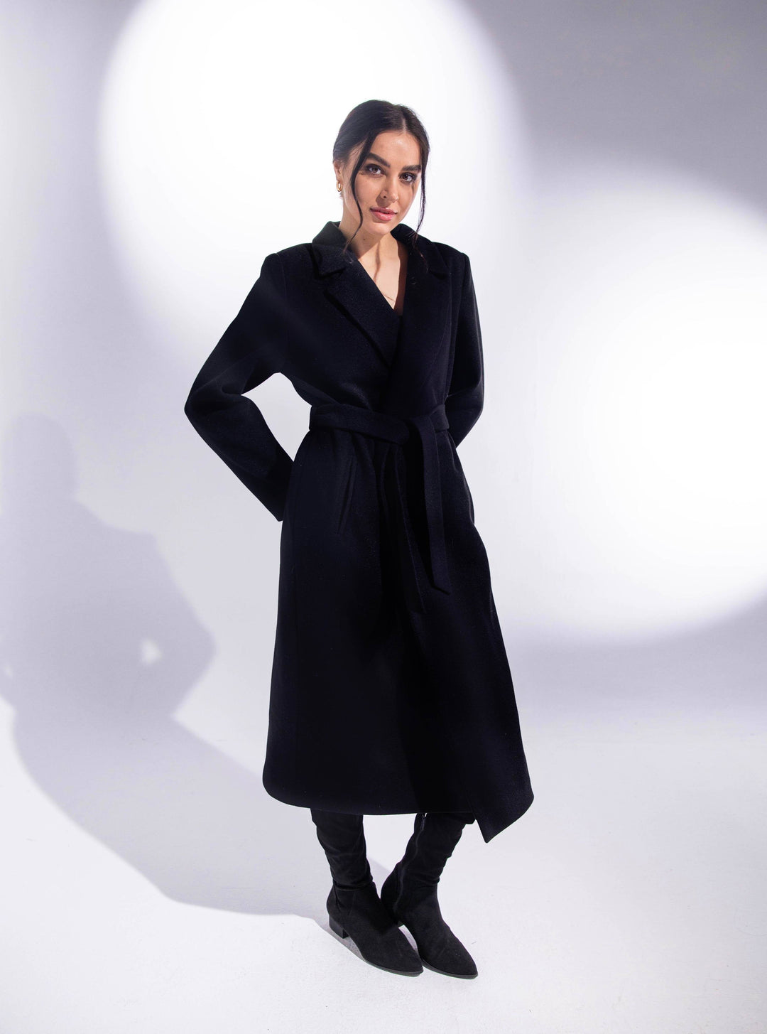 OVERSIZED LONG COAT WITH BELT - MOONMAINS EGY