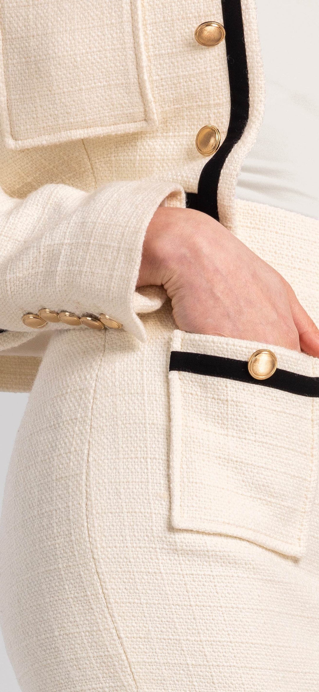 Tweed Essence Tailored in Ivory-black Skirt - MOONMAINS EGY