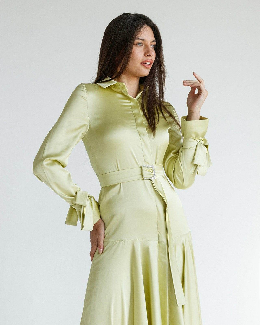 TIE-DETAIL SATIN MAXI DRESS - MOONMAINS EGY