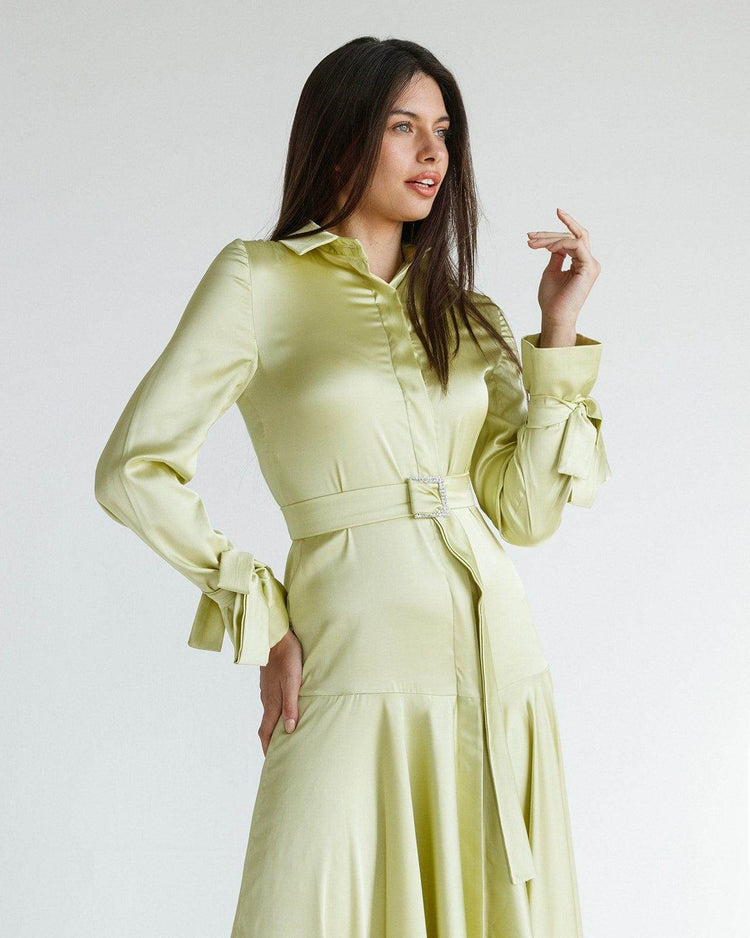 TIE-DETAIL SATIN MAXI DRESS - MOONMAINS EGY