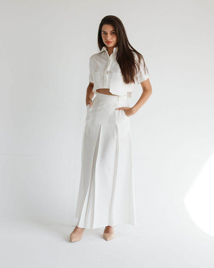 CROPPED LINEN SHIRT - MOONMAINS EGY