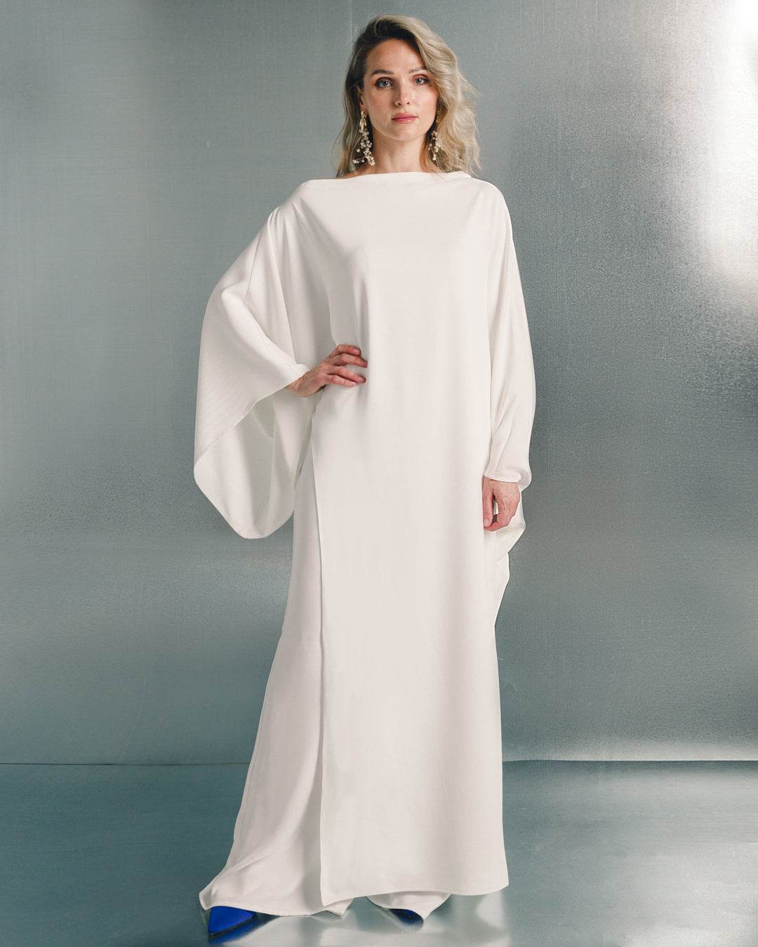 Caped loose neck crepe blouse - MOONMAINS EGY