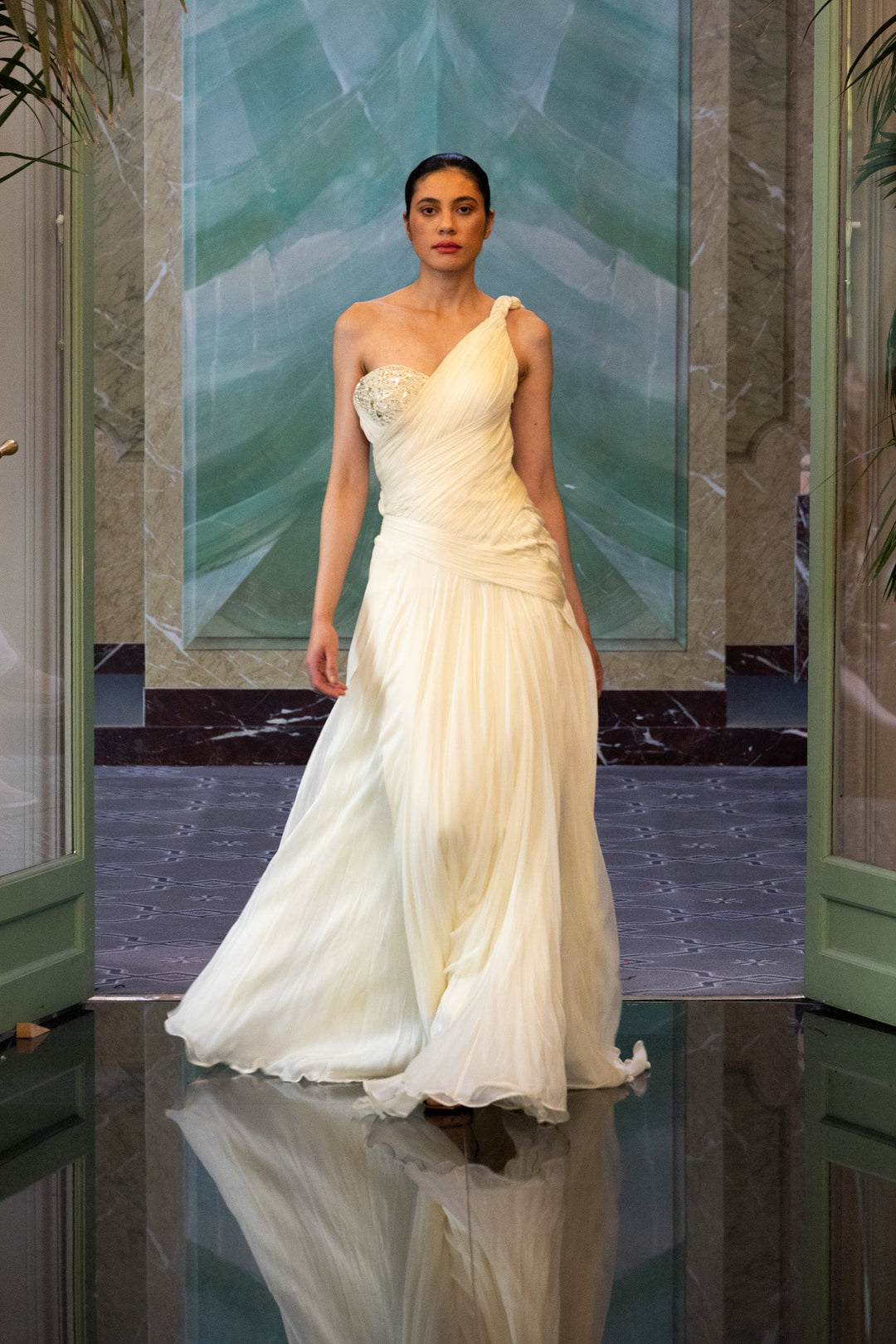 butter yellow chiffon dress