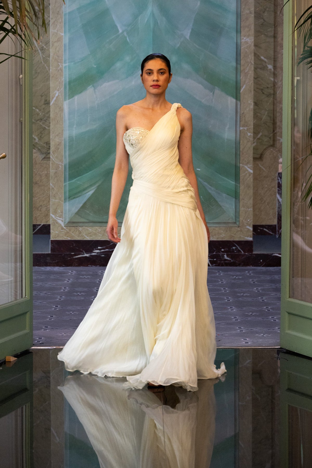butter yellow chiffon dress