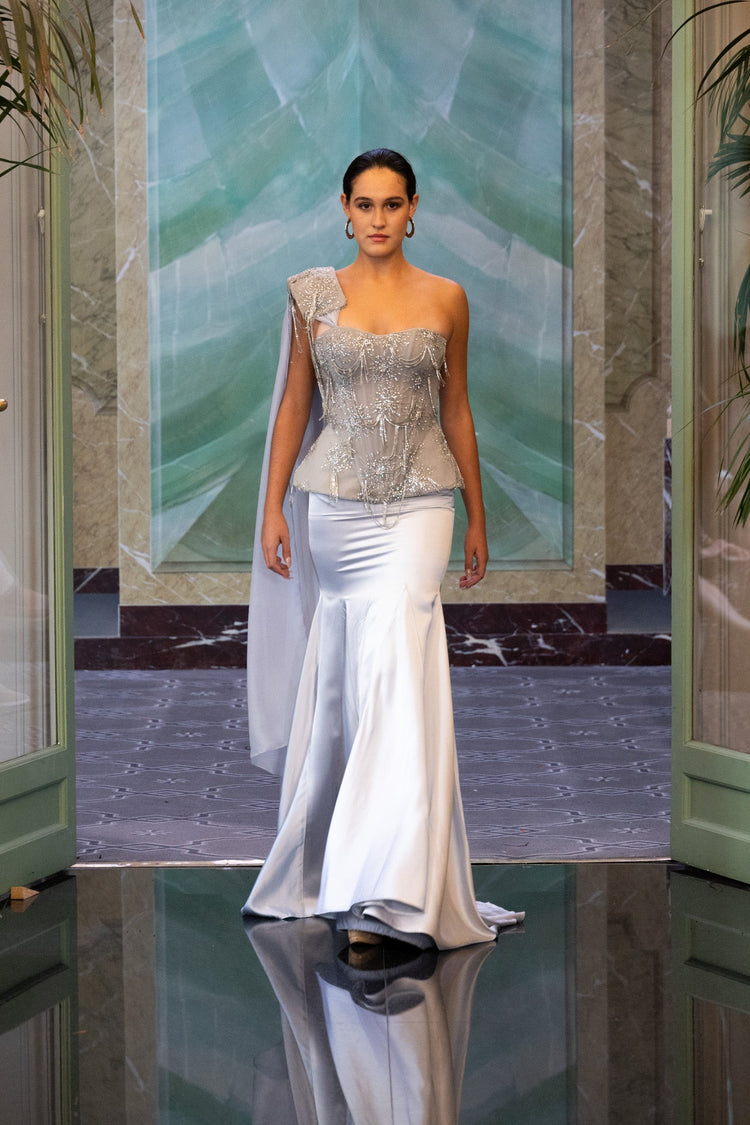 silver dress with rhinestones