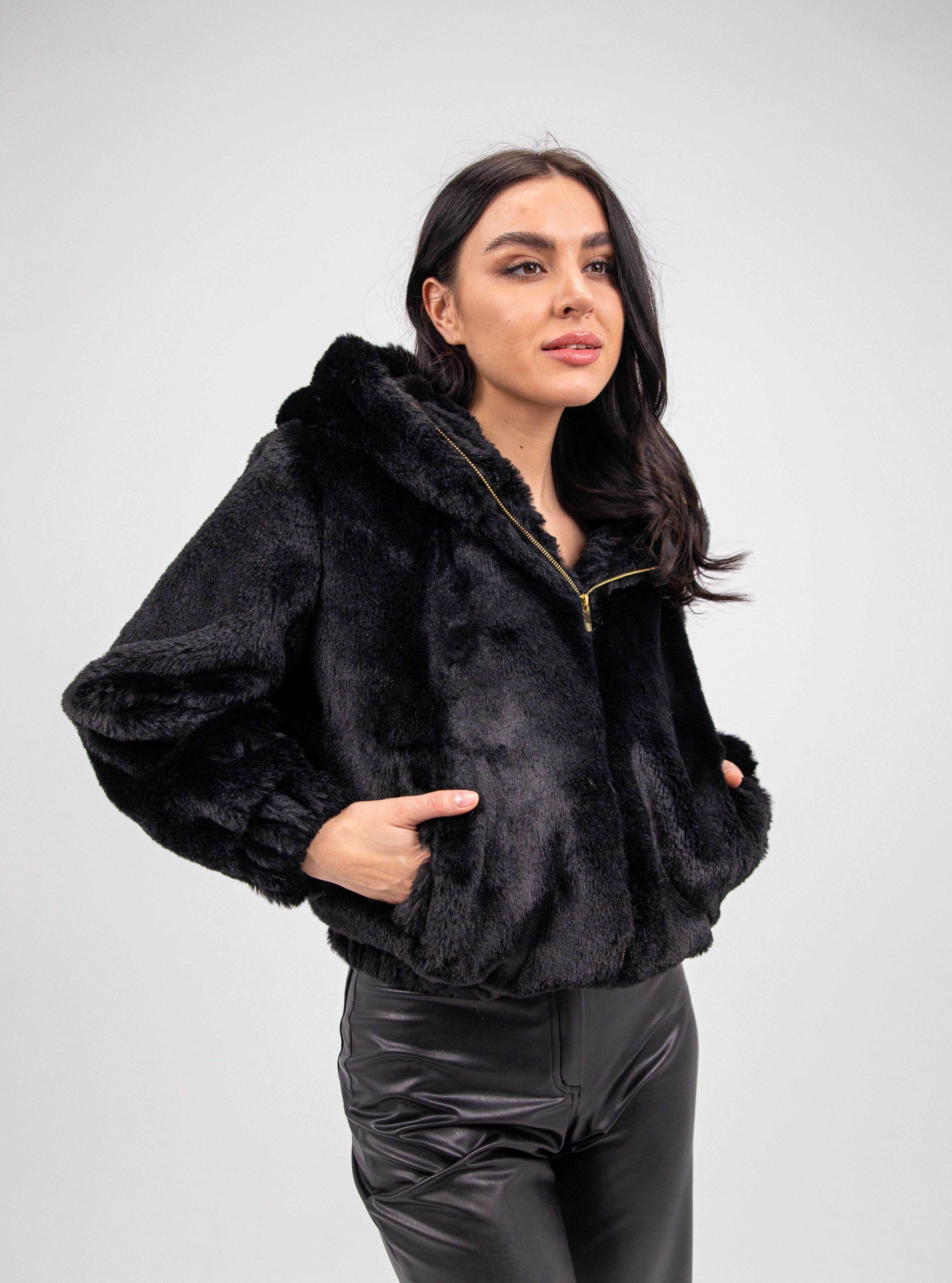 FAUX FUR HOODED JACKET - MOONMAINS EGY