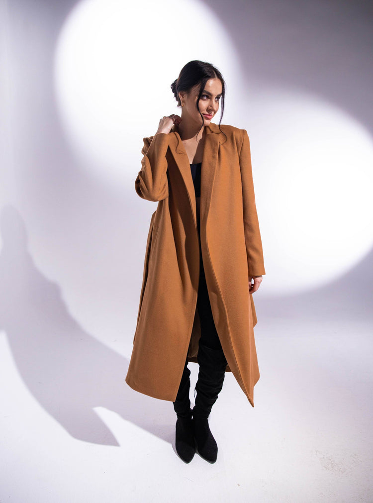 OVERSIZED LONG COAT WITH BELT - MOONMAINS EGY