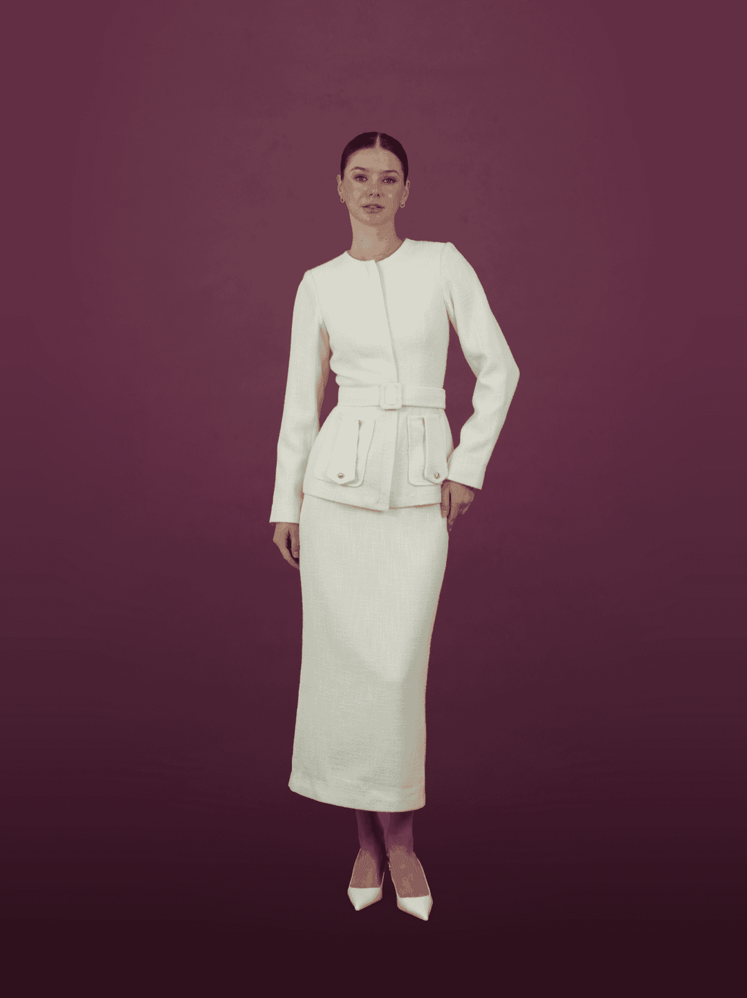 cream dress and jacket set Modelyn Women's Cream White 2-Piece Set,Long Sleeve Chiffon Jacket & Woven Textured Stand Collar A-Line Dress,Summer,Elegant,Formal,Holiday,Spring/Summer