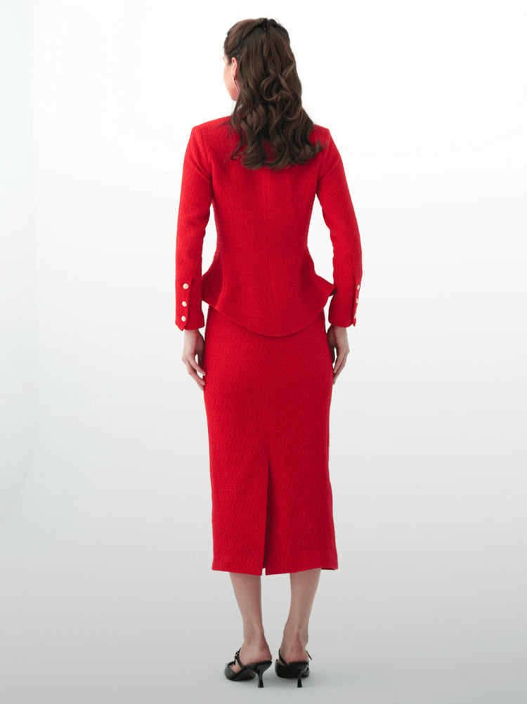 Tweed long skirt red suit - MOONMAINS EGY