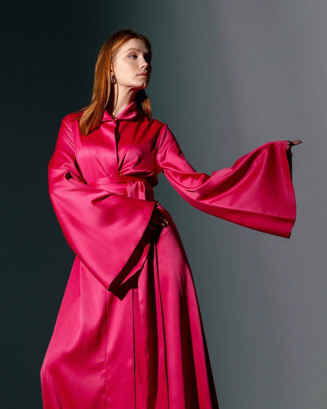 ROSANA LONG SATIN KIMONO - MOONMAINS EGY