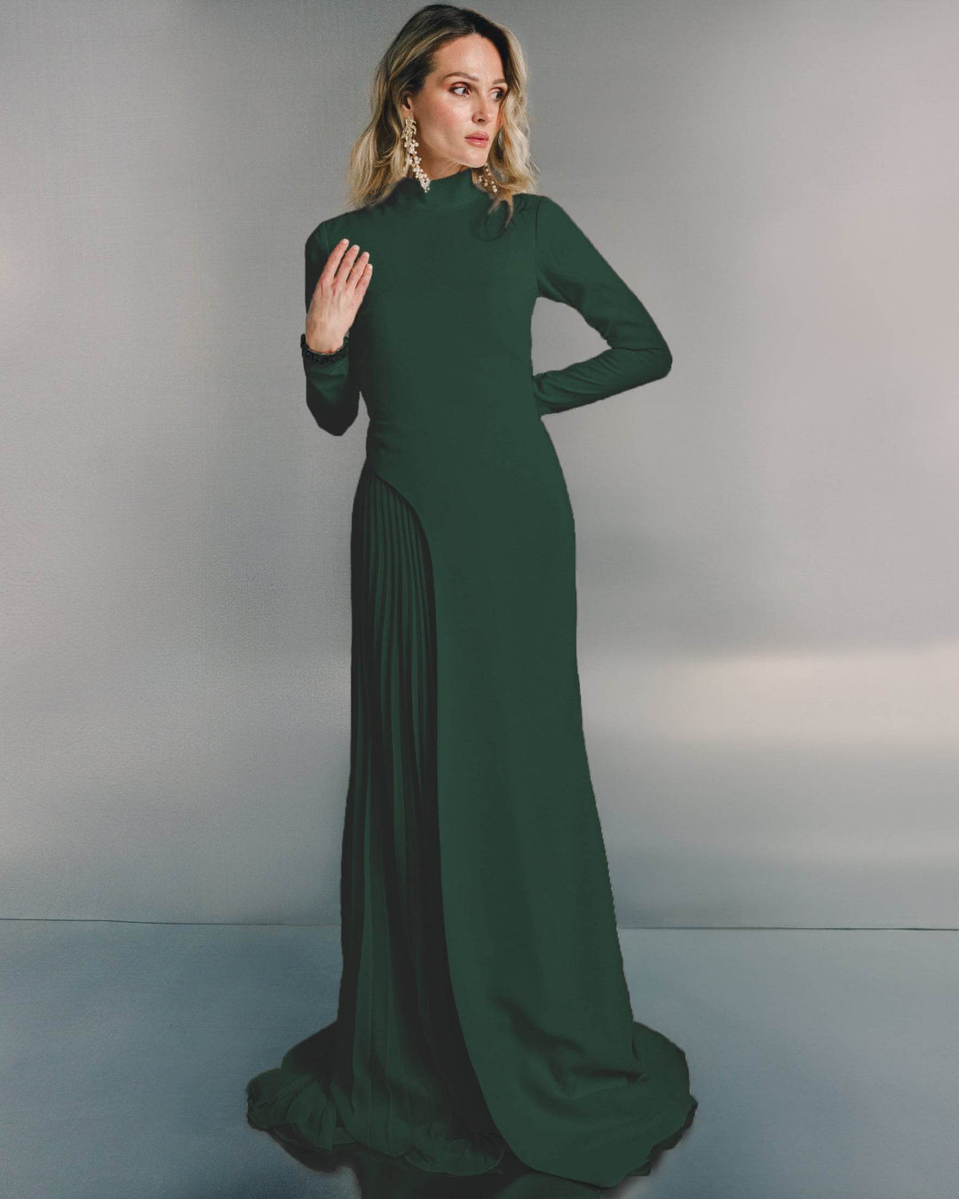 Tailored crepe pleated maxi dress - MOONMAINS EGY