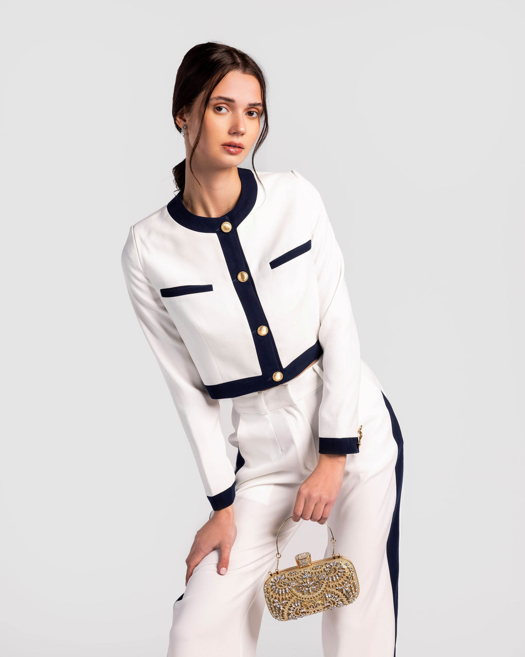 Contemporary Trim Casual Suit Set - MOONMAINS EGY