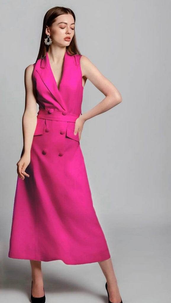 NEW DOUBLE-BREASTED BELTED BLAZER MIDI DRESS - MOONMAINS EGY