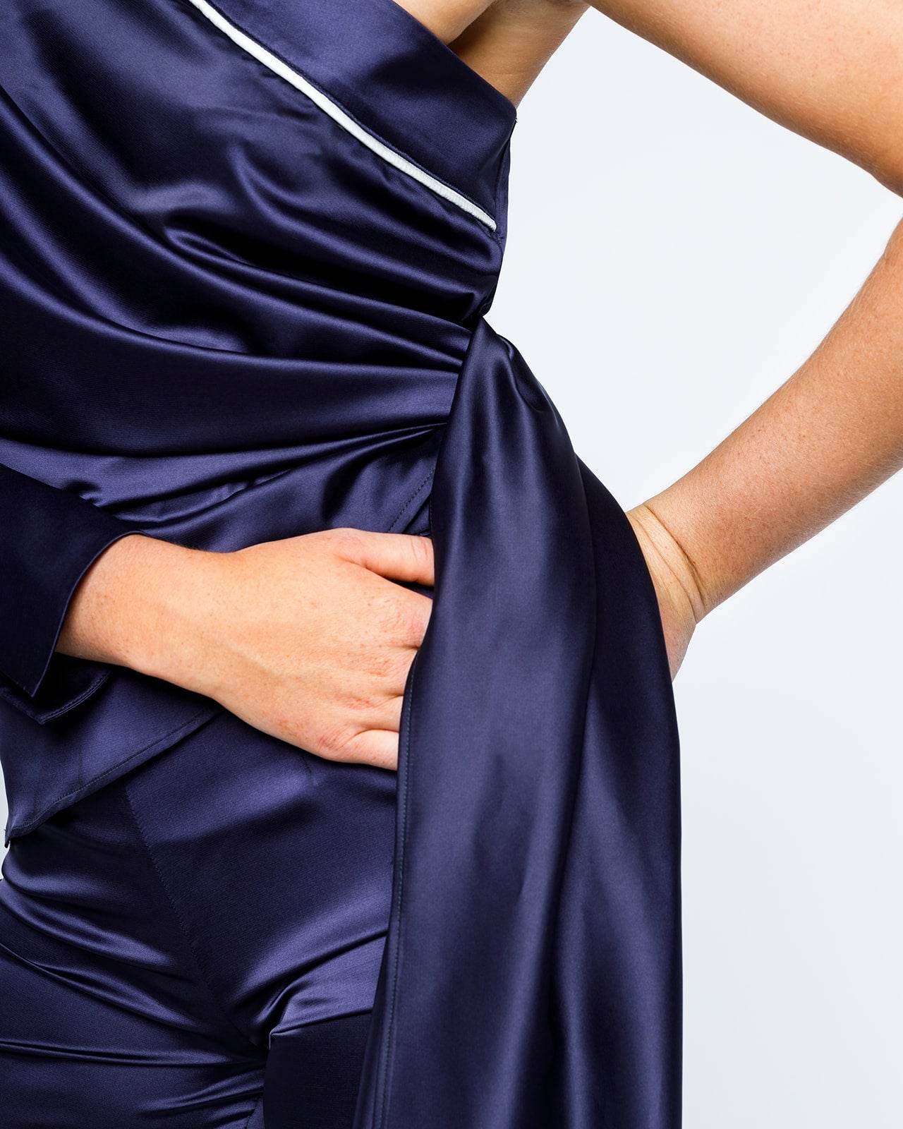 ASYMMETRIC SATIN BLOUSE - MOONMAINS EGY