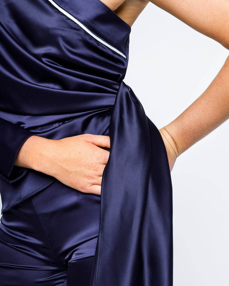 ASYMMETRIC SATIN BLOUSE - MOONMAINS EGY