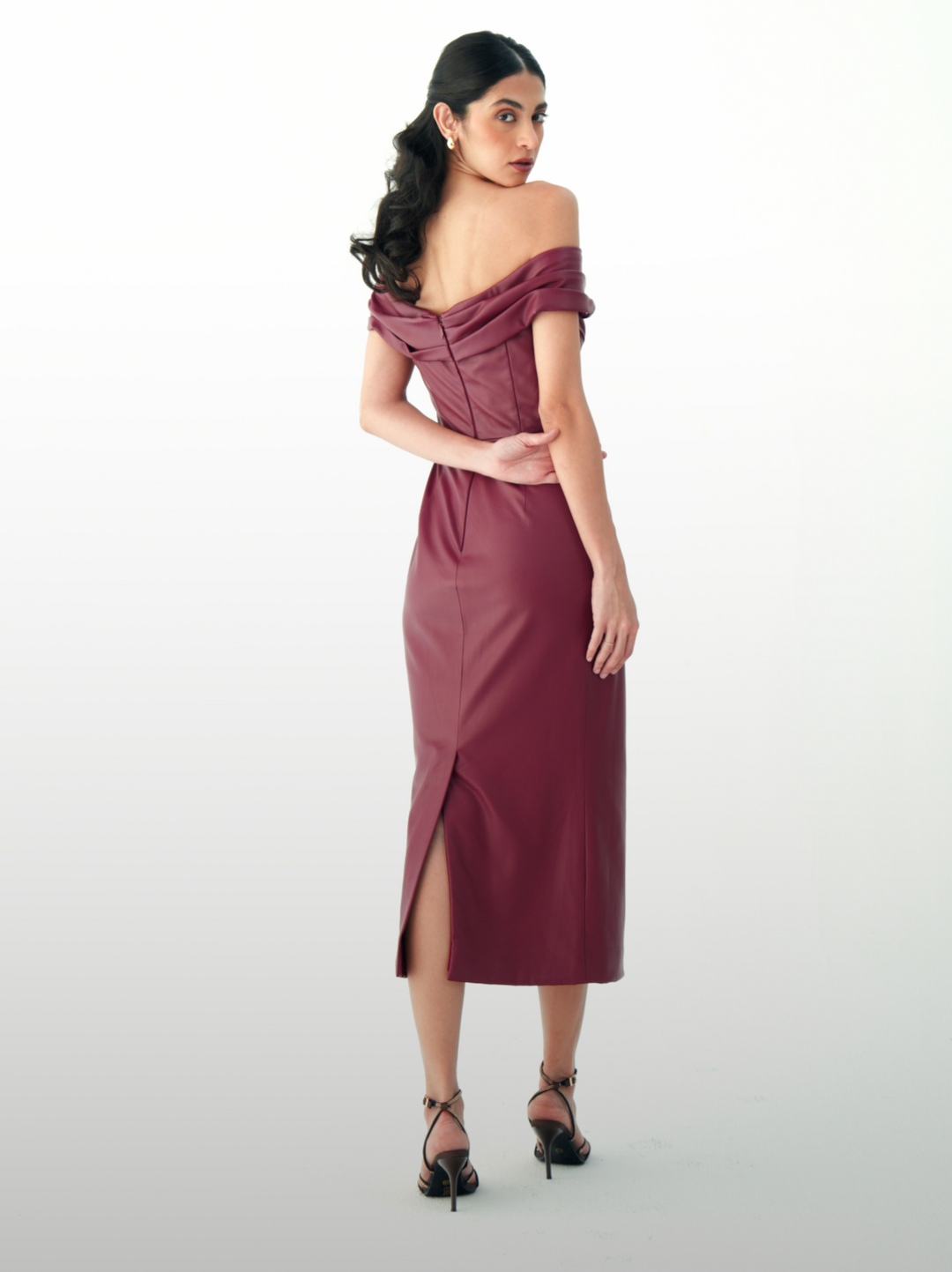 Burgundy Leather dress