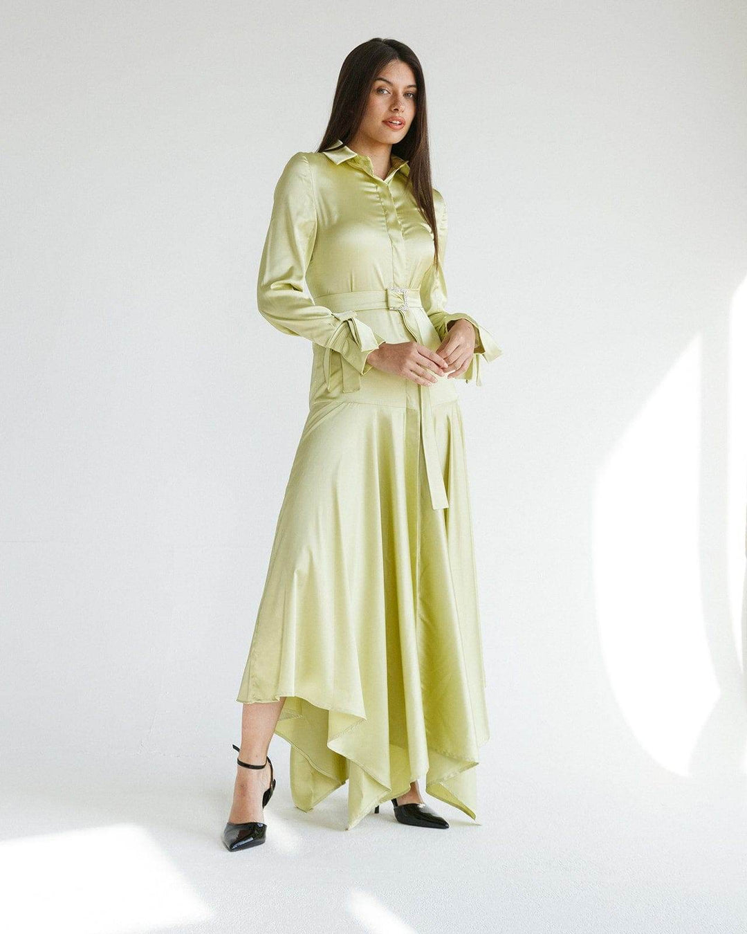 TIE-DETAIL SATIN MAXI DRESS - MOONMAINS EGY