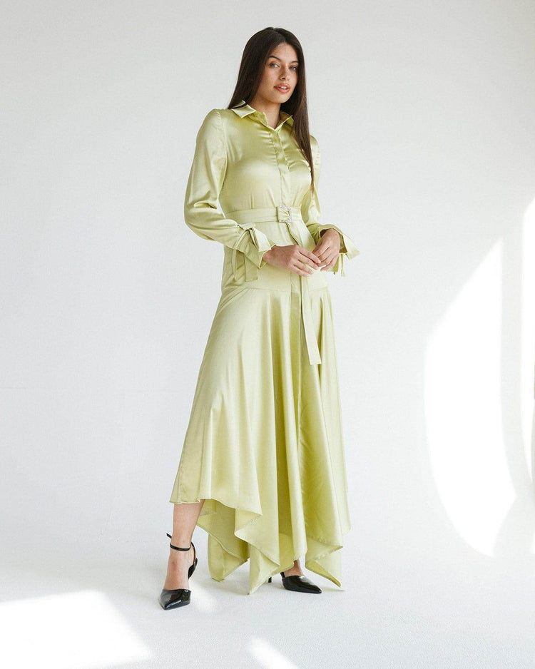 TIE-DETAIL SATIN MAXI DRESS - MOONMAINS EGY