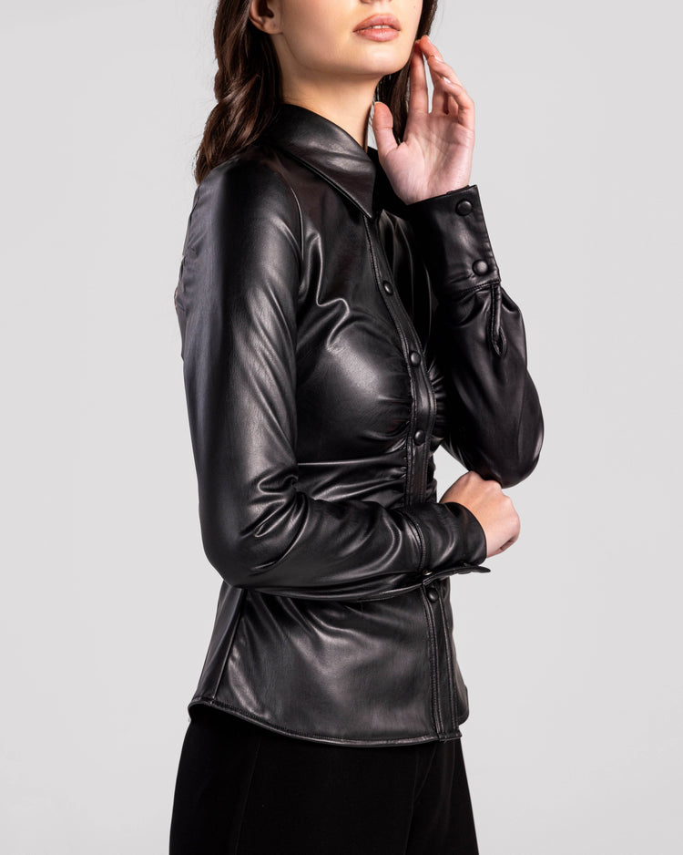 Sleek Silhouette Leatherette Top - MOONMAINS EGY