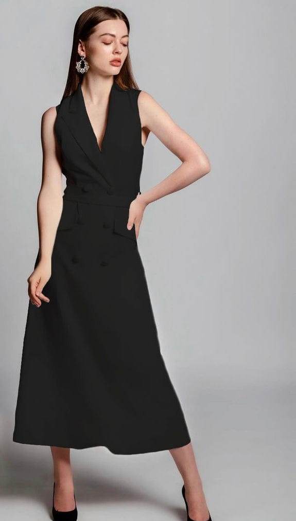 NEW DOUBLE-BREASTED BELTED BLAZER MIDI DRESS - MOONMAINS EGY